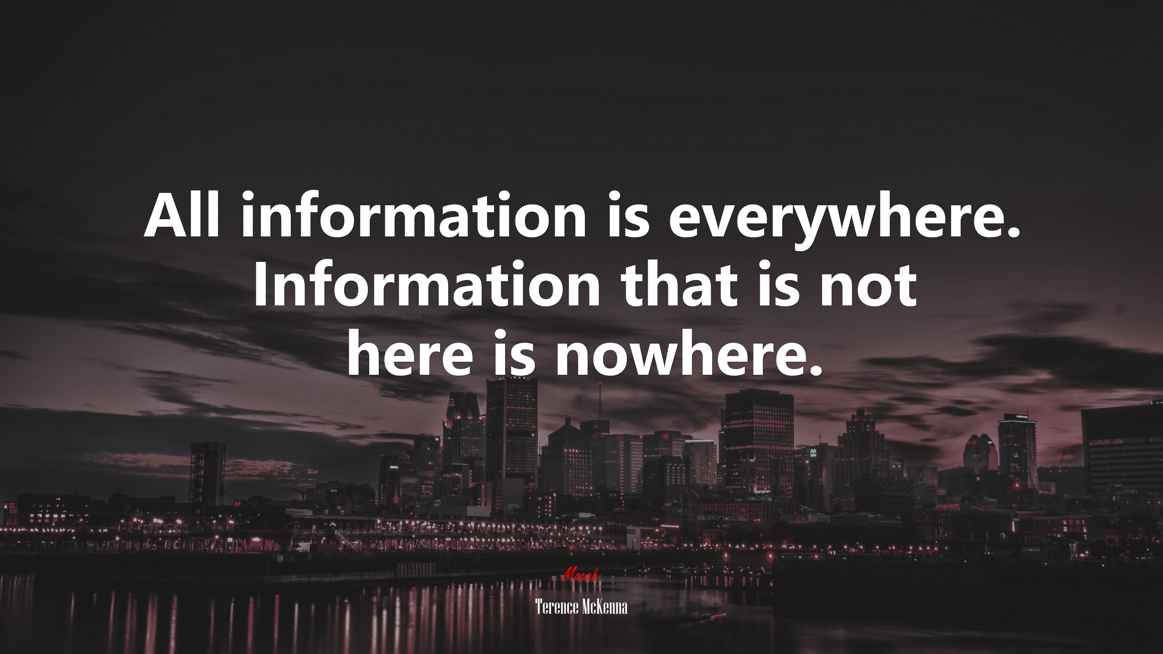 All information is everywhere. Information that is not here is nowhere. | Terence McKenna quote HD Wallpaper