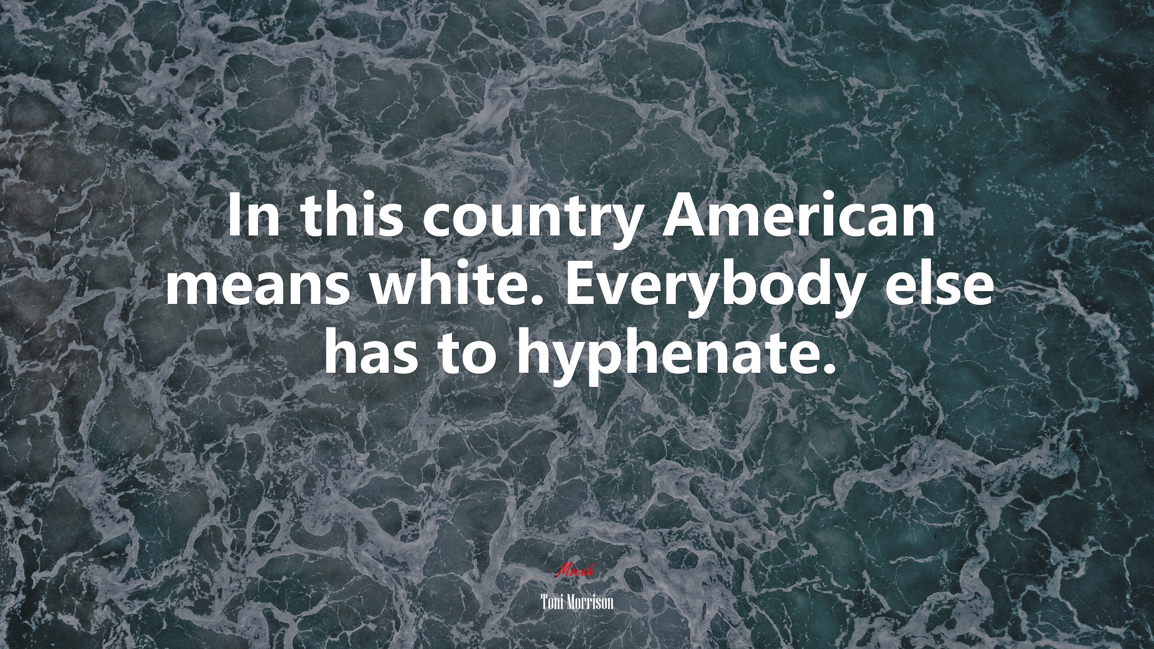 In this country American means white. Everybody else has to hyphenate. | Toni Morrison quote HD Wallpaper