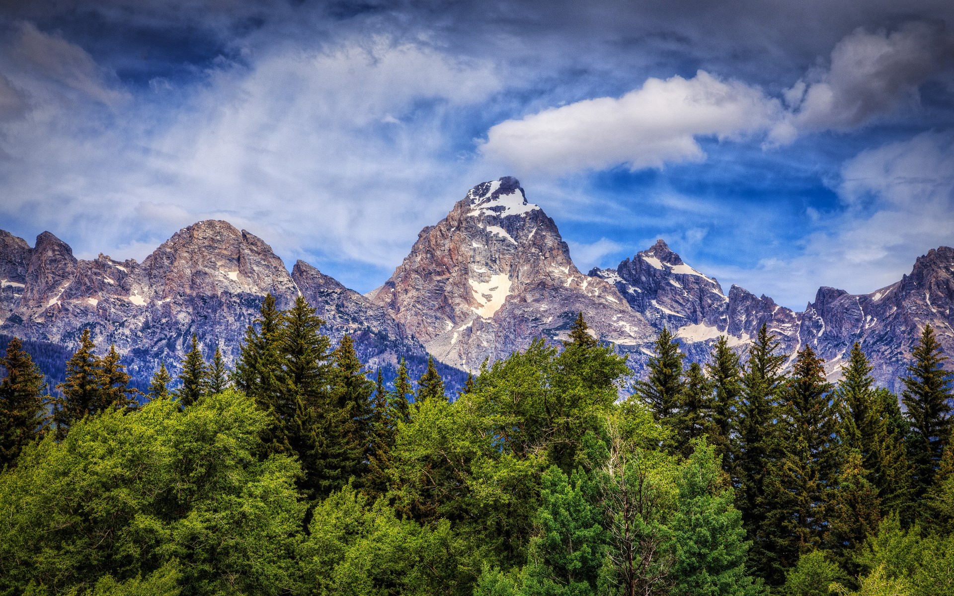 Grand Teton National Park mountains and forest HD Wallpaper