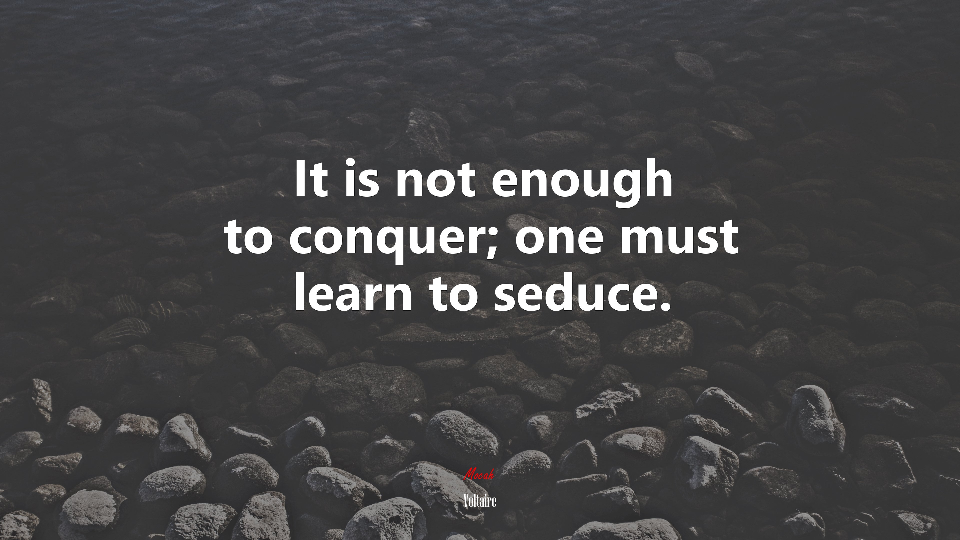 It is not enough to conquer; one must learn to seduce. | Voltaire quote HD Wallpaper