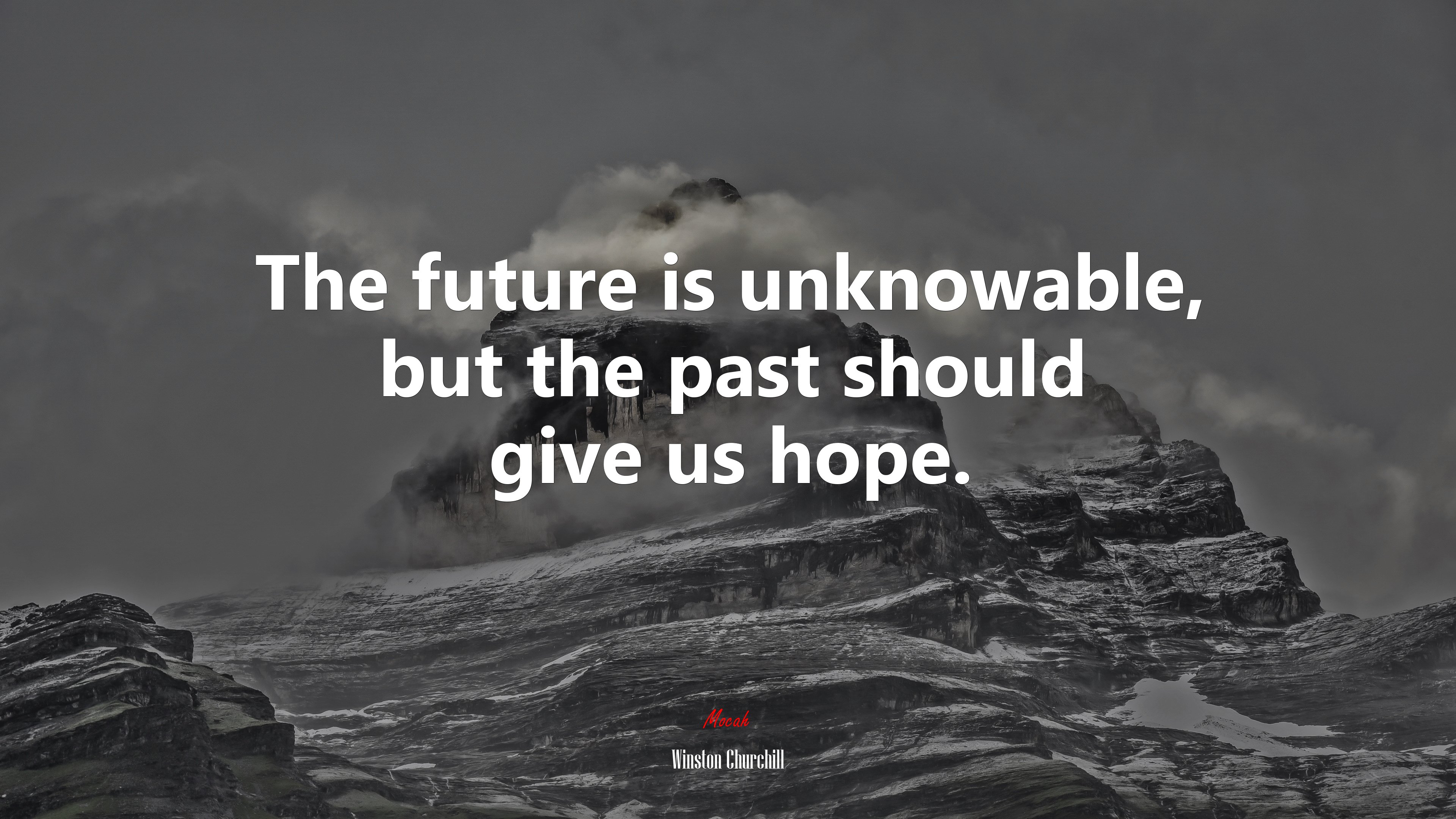 The future is unknowable, but the past should give us hope. | Winston Churchill quote HD Wallpaper