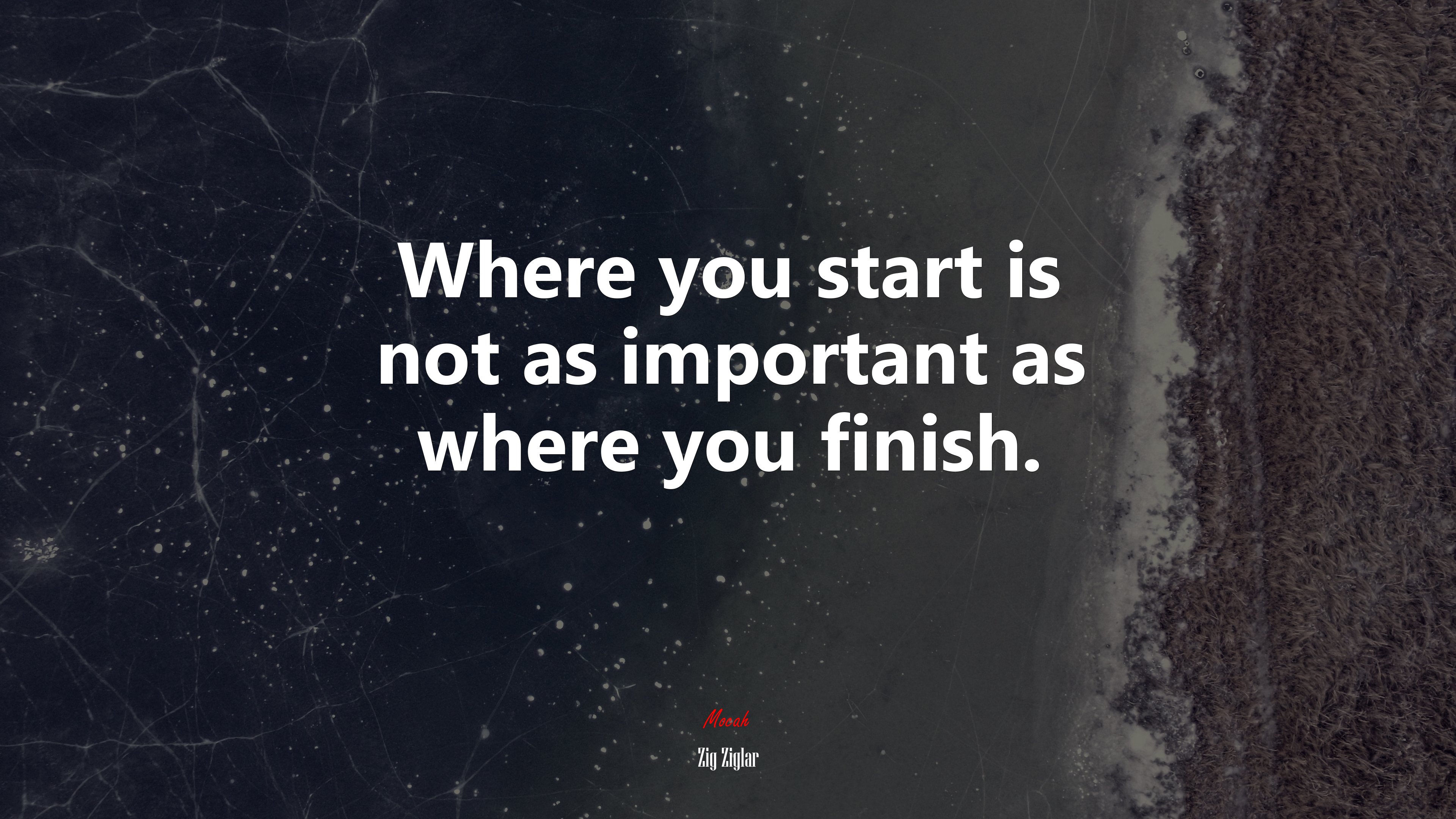 Where you start is not as important as where you finish. | Zig Ziglar quote HD Wallpaper