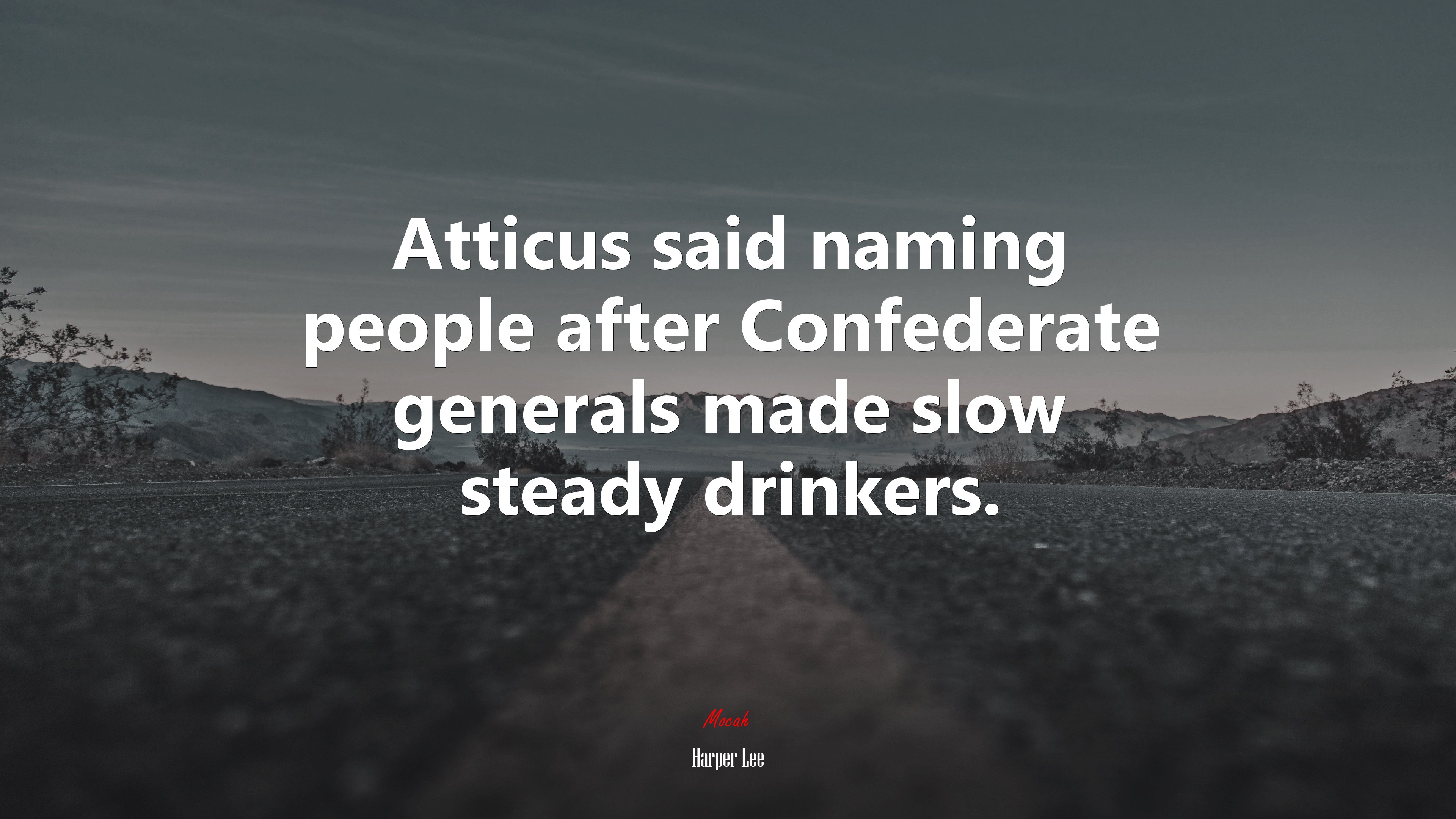 Atticus said naming people after Confederate generals made slow steady drinkers. | Harper Lee quote HD Wallpaper