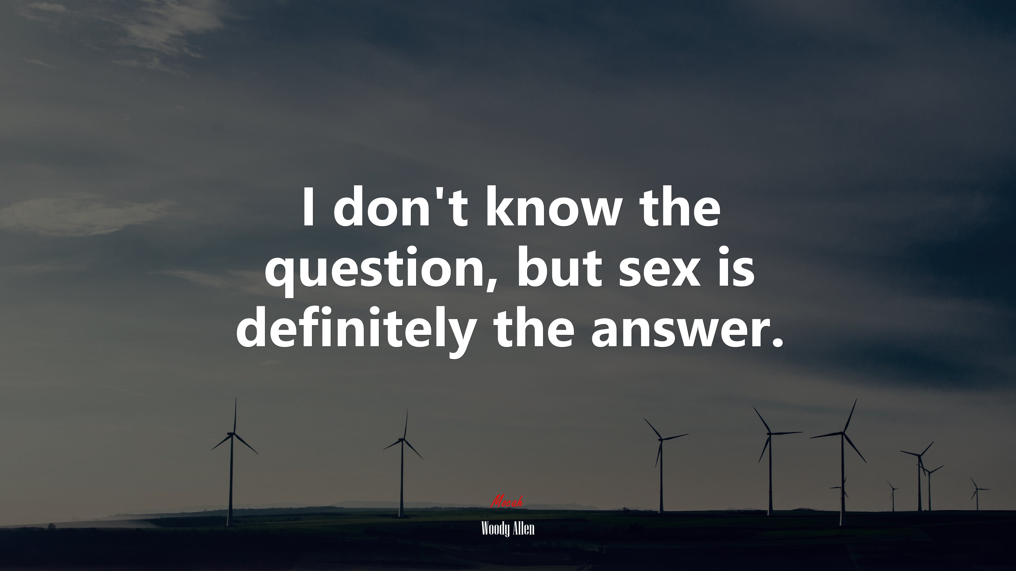 I don’t know the question, but sex is definitely the answer. | Woody Allen quote HD Wallpaper