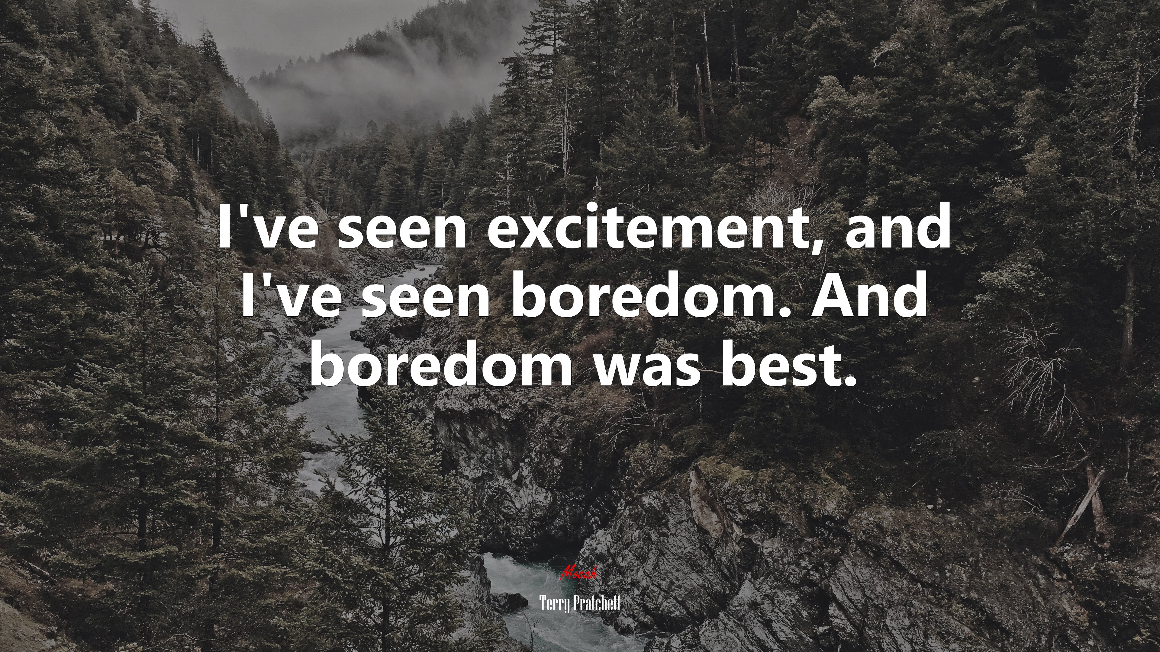 I’ve seen excitement, and I’ve seen boredom. And boredom was best. | Terry Pratchett quote HD Wallpaper