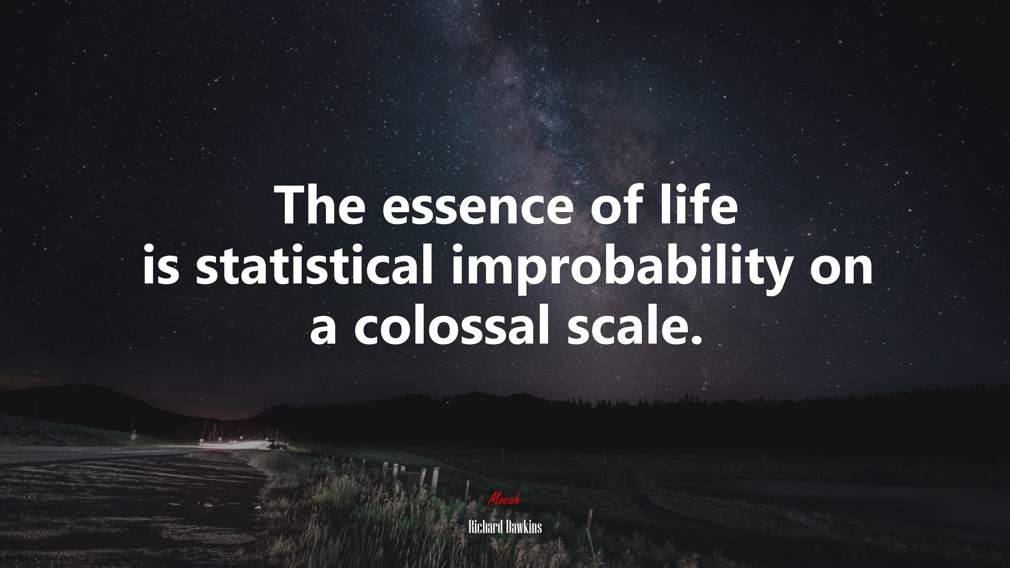 The essence of life is statistical improbability on a colossal scale. | Richard Dawkins quote HD Wallpaper