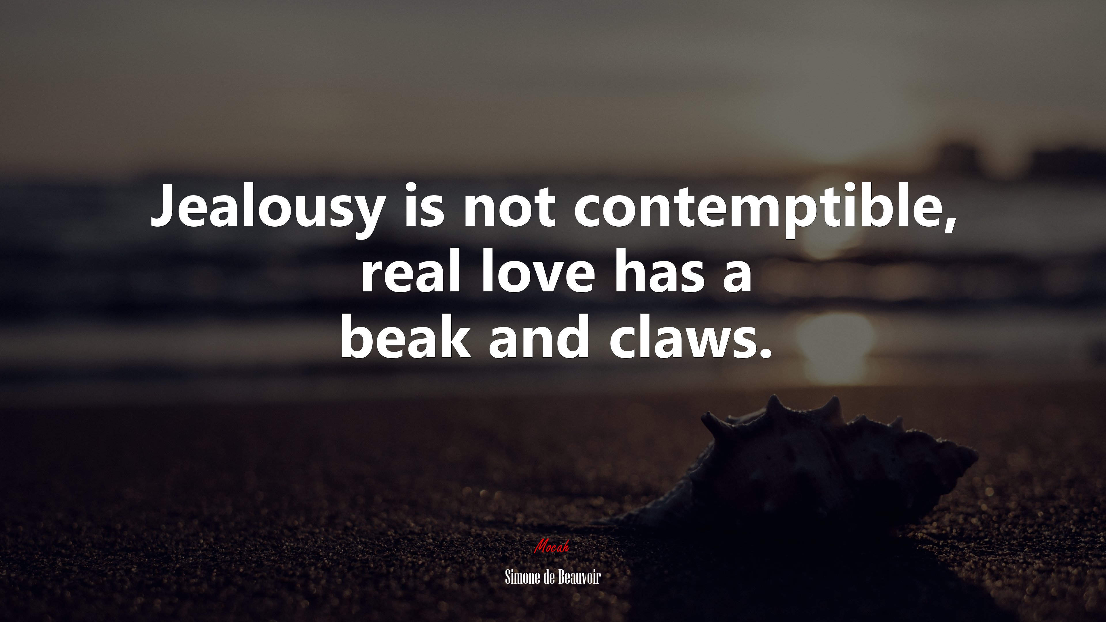 Jealousy is not contemptible, real love has a beak and claws. | Simone de Beauvoir quote HD Wallpaper