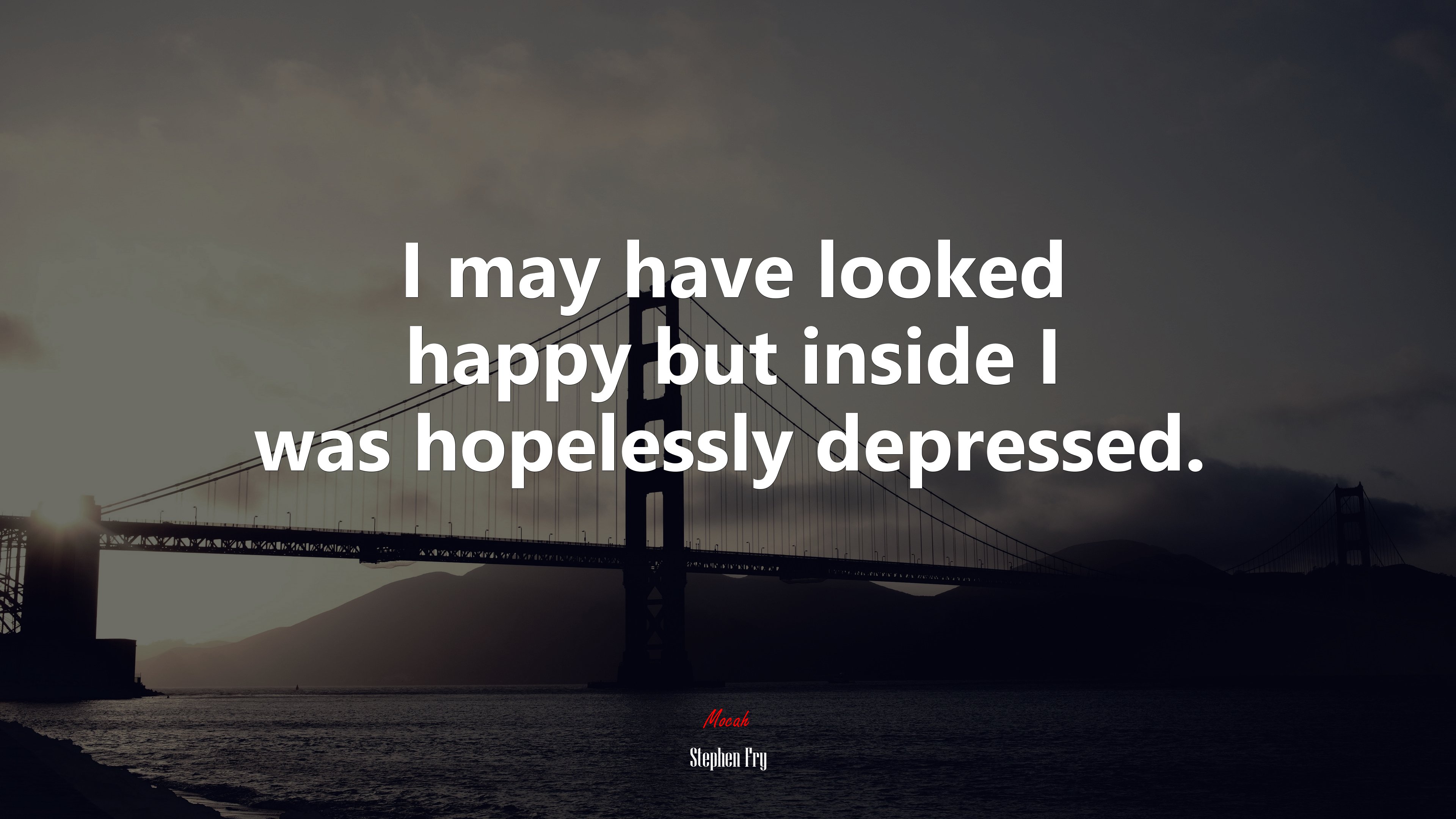 I may have looked happy but inside I was hopelessly depressed. | Stephen Fry quote HD Wallpaper