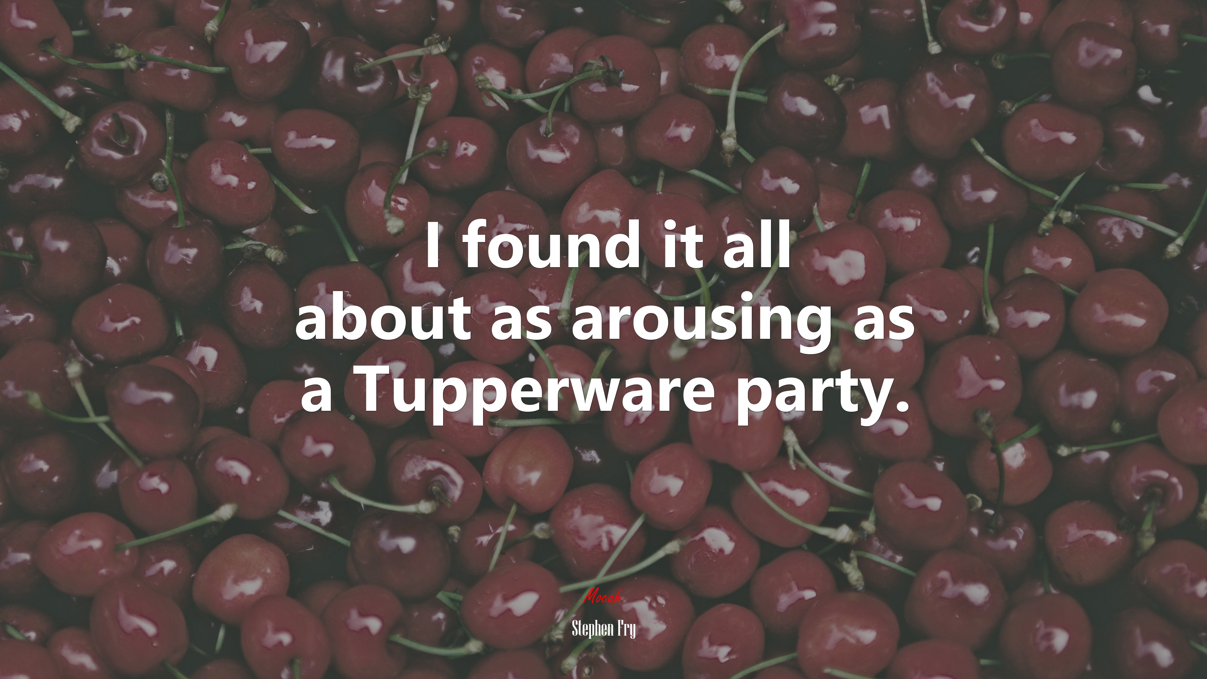I found it all about as arousing as a Tupperware party. | Stephen Fry quote HD Wallpaper