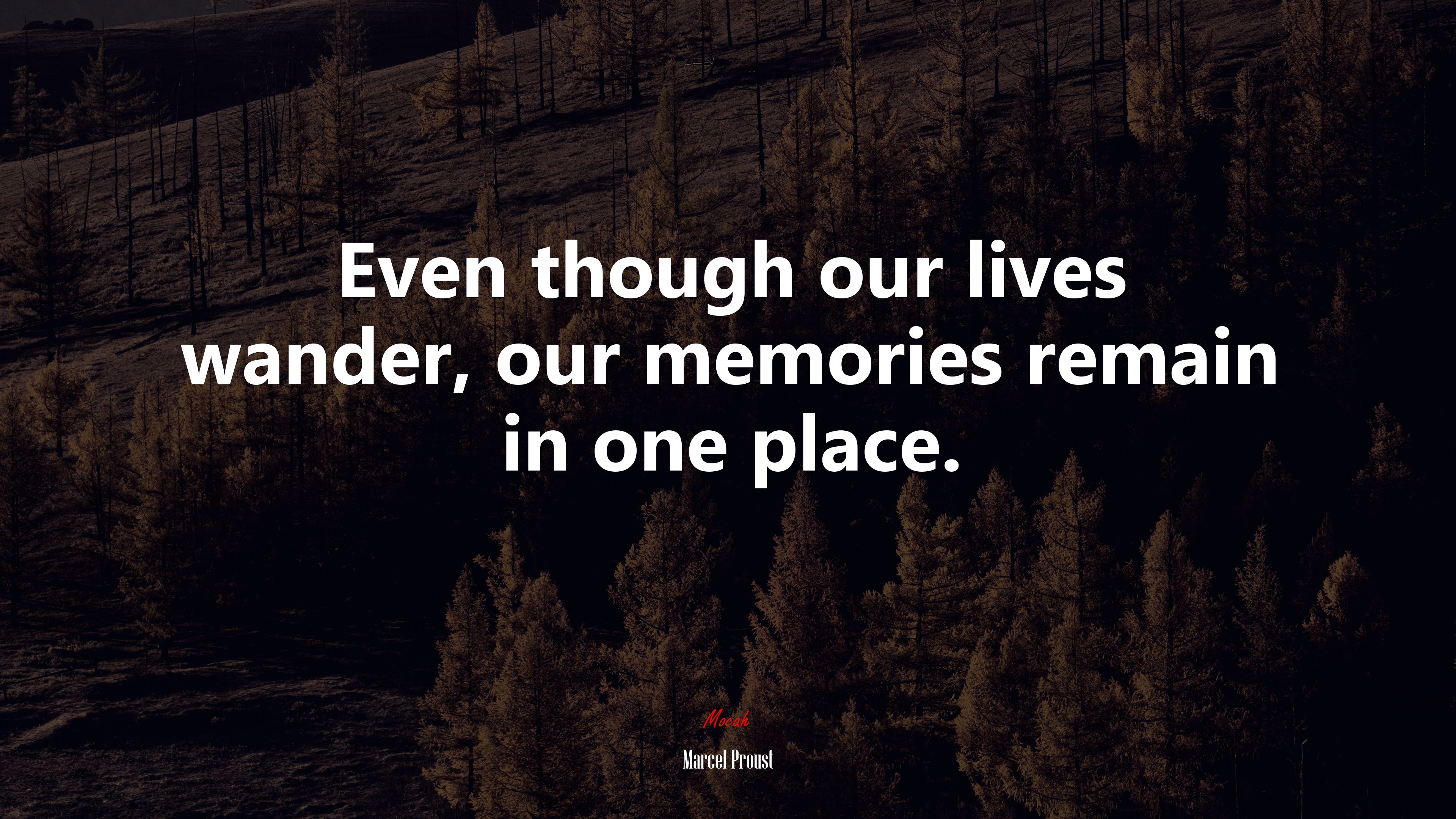 Even though our lives wander, our memories remain in one place. | Marcel Proust quote HD Wallpaper
