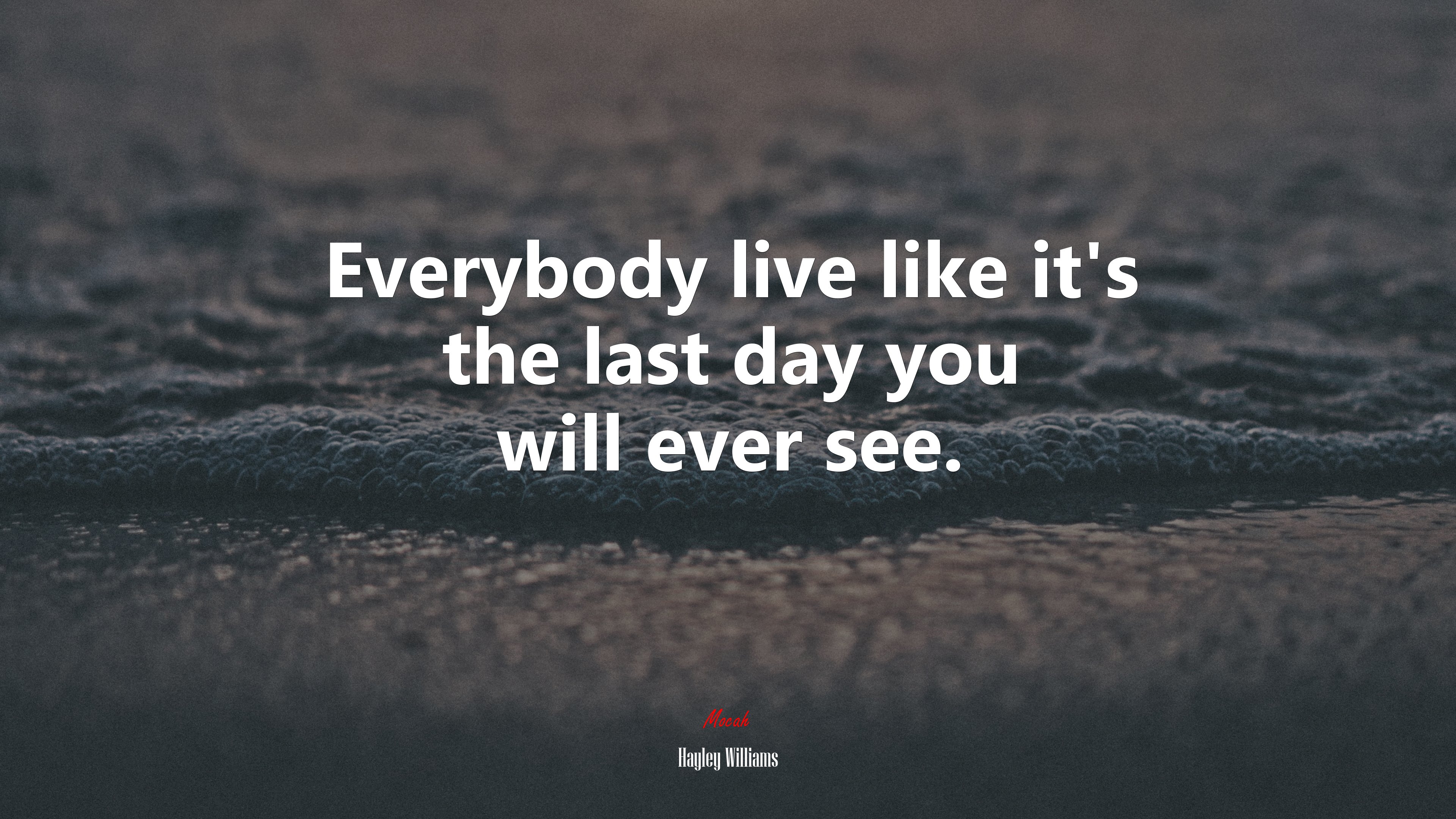Everybody live like it’s the last day you will ever see. | Hayley Williams quote HD Wallpaper