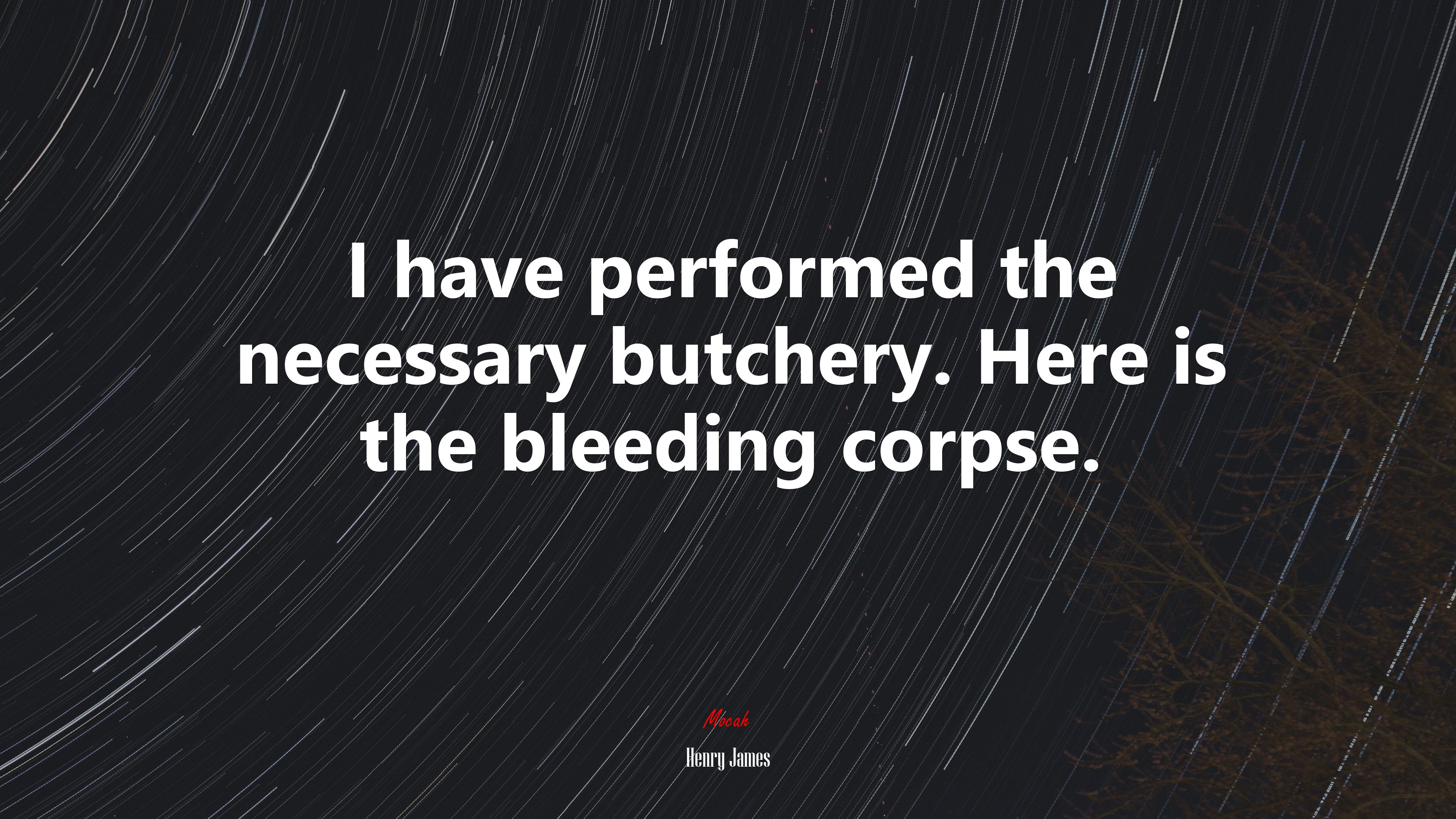 I have performed the necessary butchery. Here is the bleeding corpse. | Henry James quote HD Wallpaper