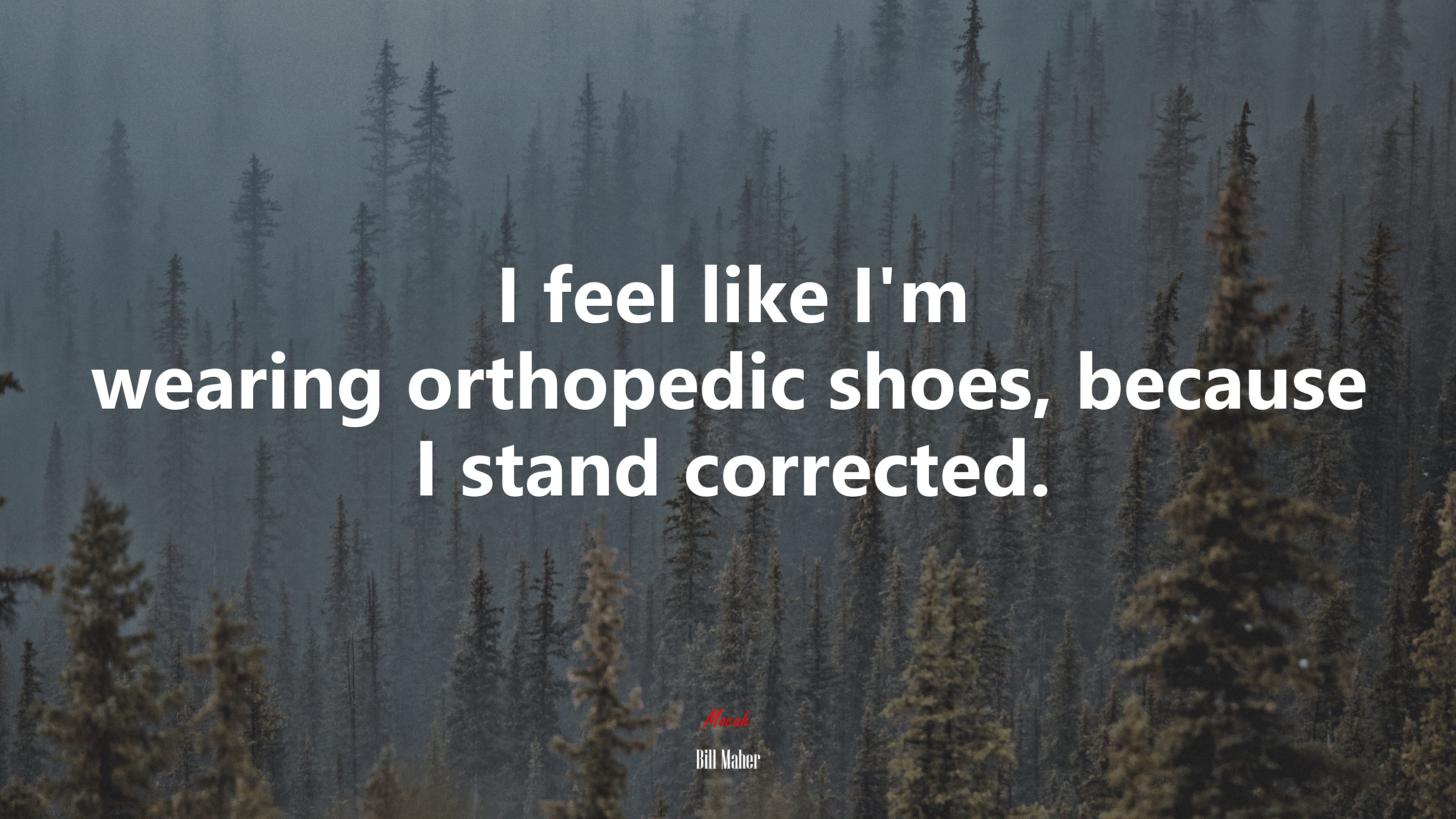I feel like I’m wearing orthopedic shoes, because I stand corrected. | Bill Maher quote HD Wallpaper