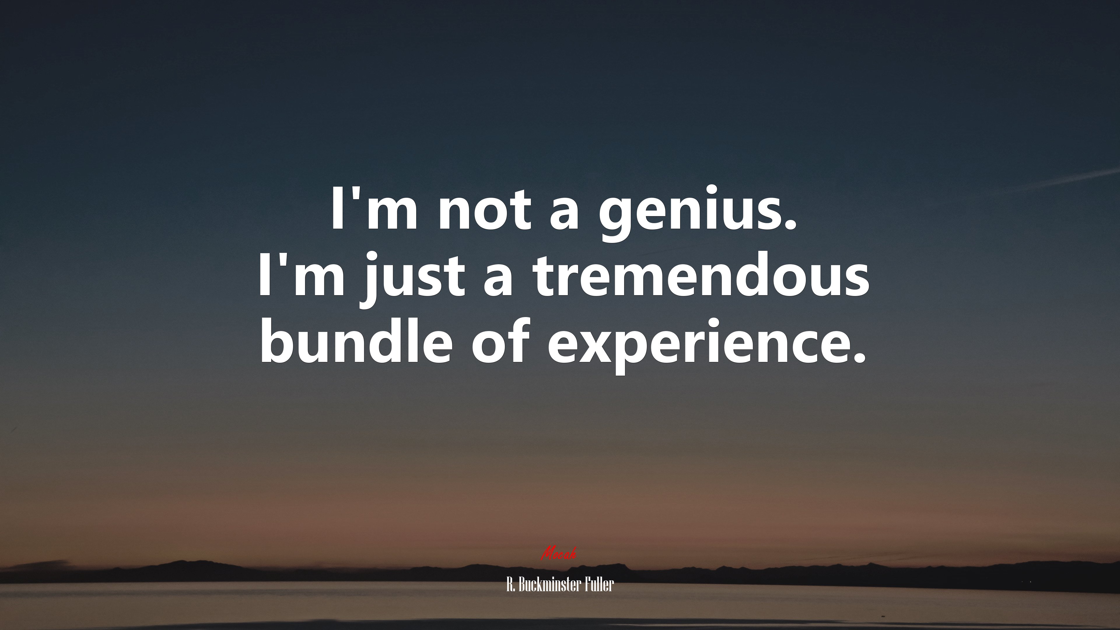 I’m not a genius. I’m just a tremendous bundle of experience. | R. Buckminster Fuller quote HD Wallpaper