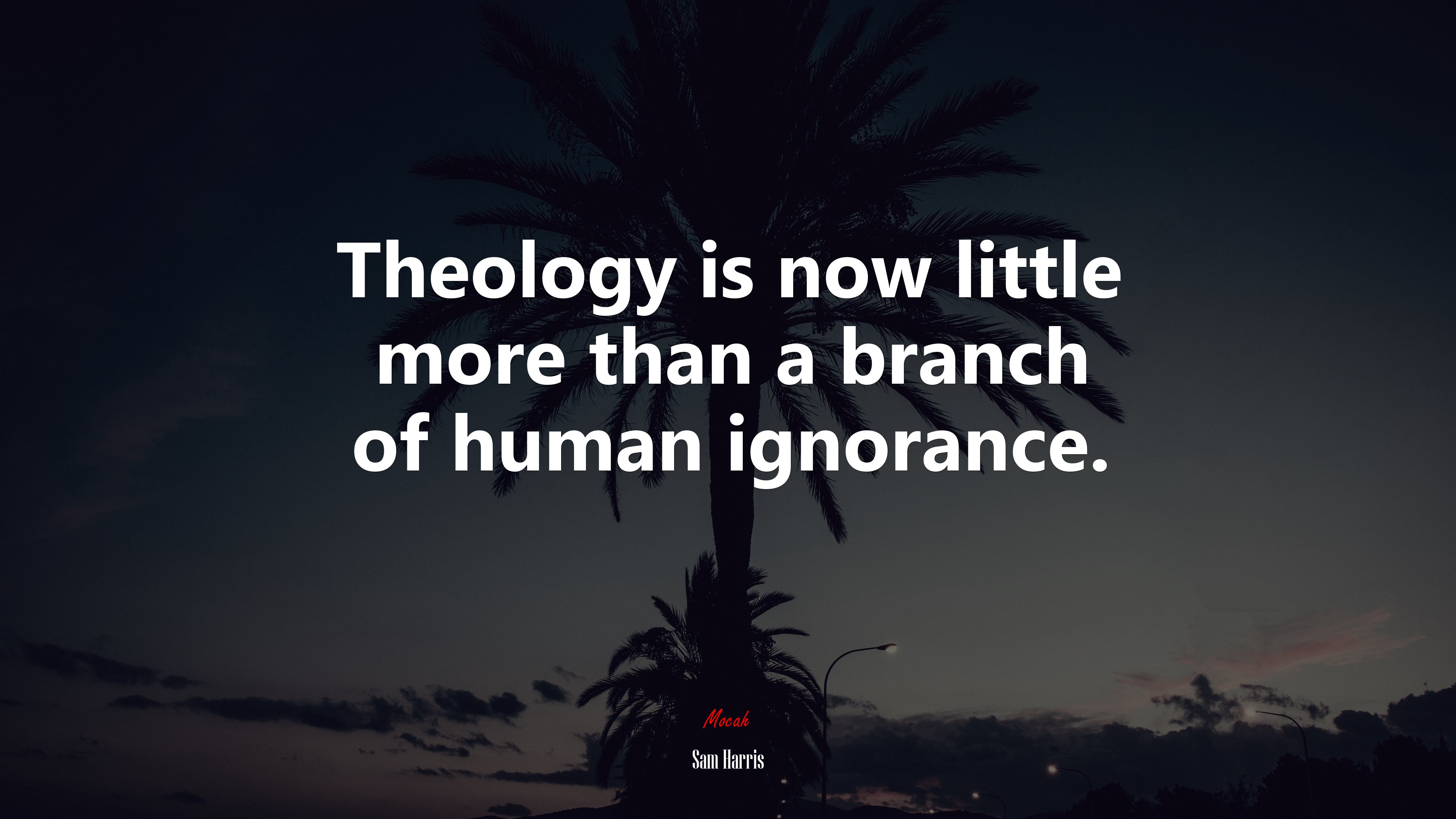 Theology is now little more than a branch of human ignorance. | Sam Harris quote HD Wallpaper