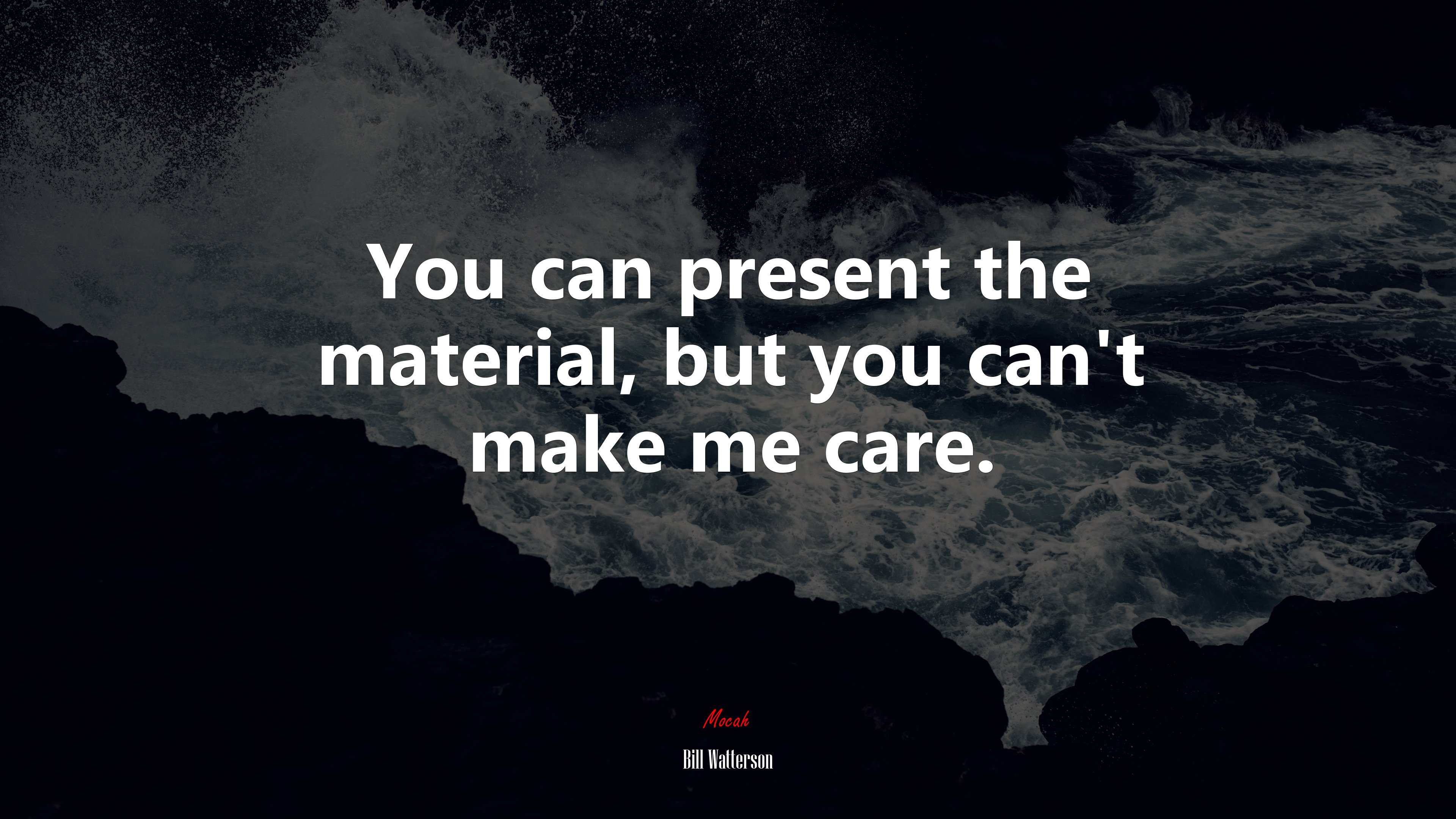 You can present the material, but you can’t make me care. | Bill Watterson quote HD Wallpaper