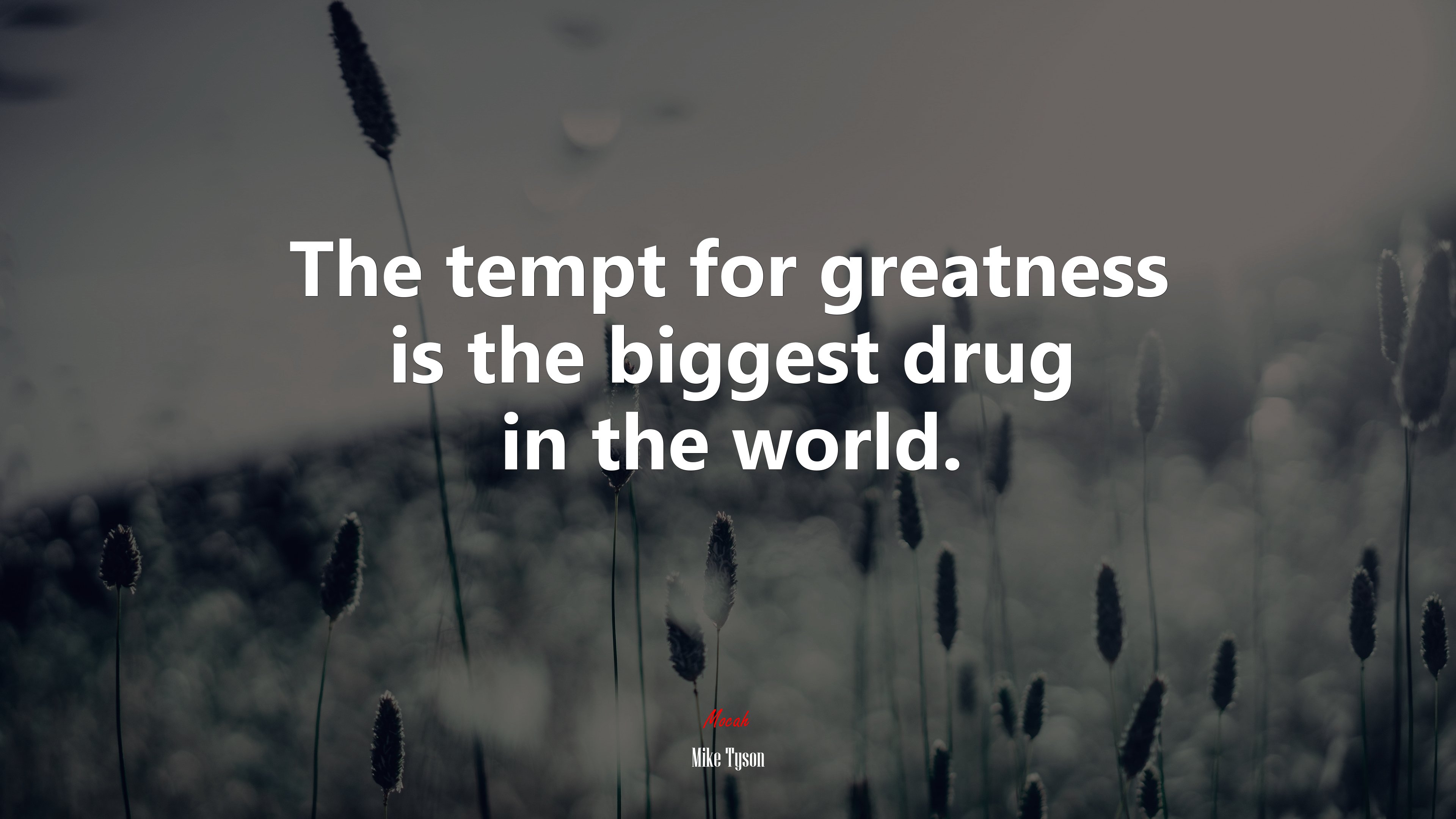 The tempt for greatness is the biggest drug in the world. | Mike Tyson quote HD Wallpaper
