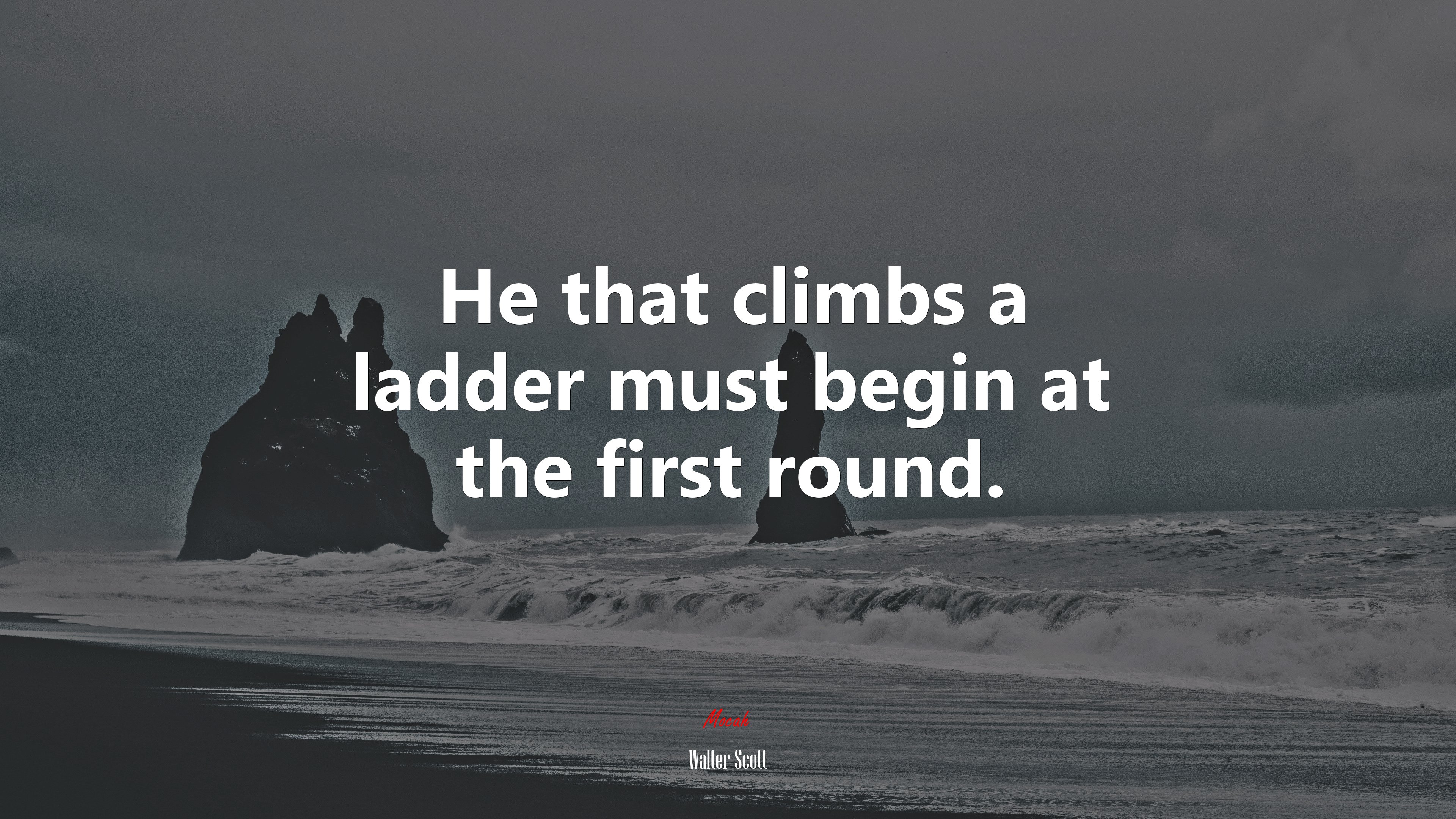He that climbs a ladder must begin at the first round. | Walter Scott quote HD Wallpaper