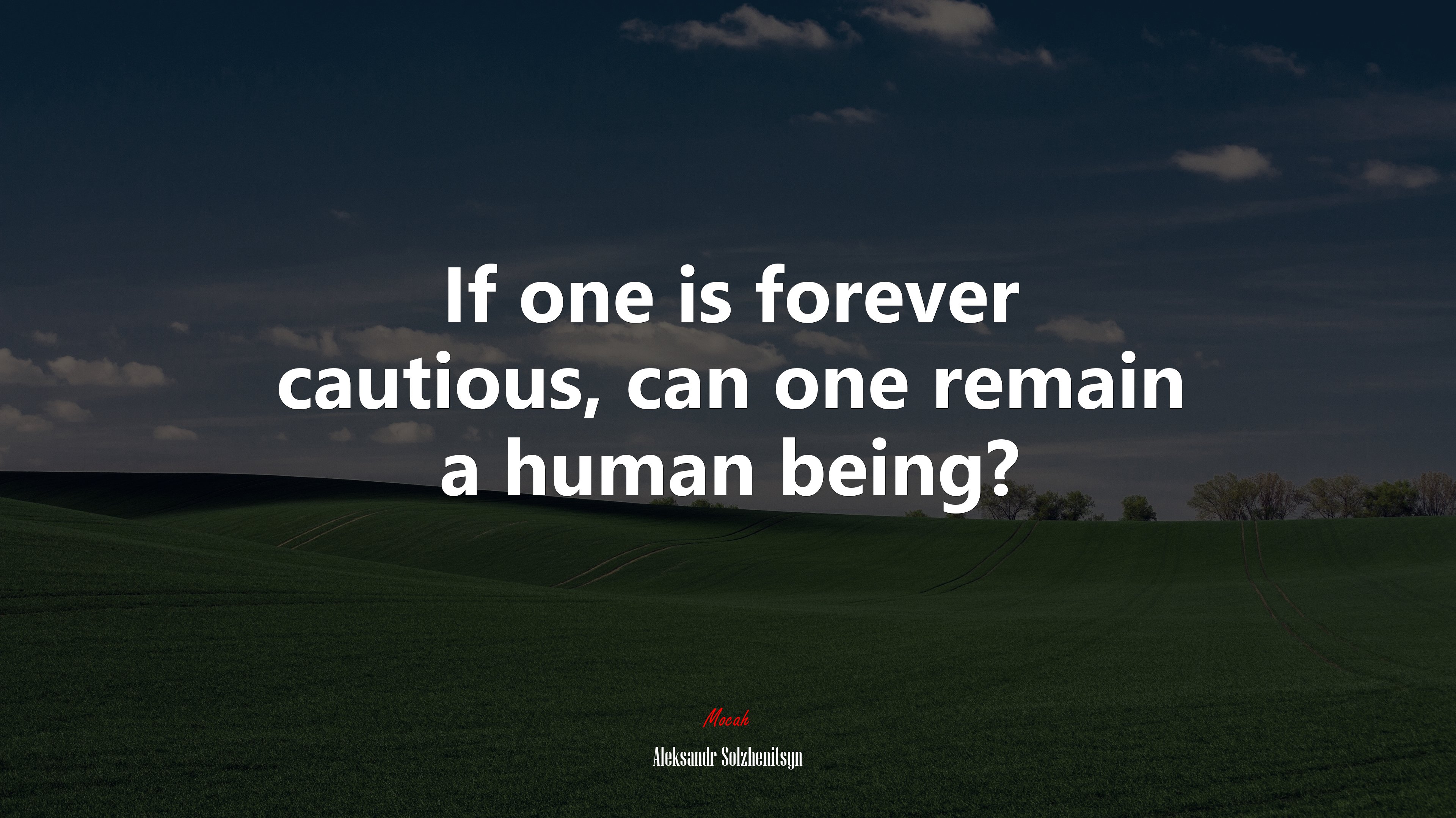 If one is forever cautious, can one remain a human being? | Aleksandr Solzhenitsyn quote HD Wallpaper