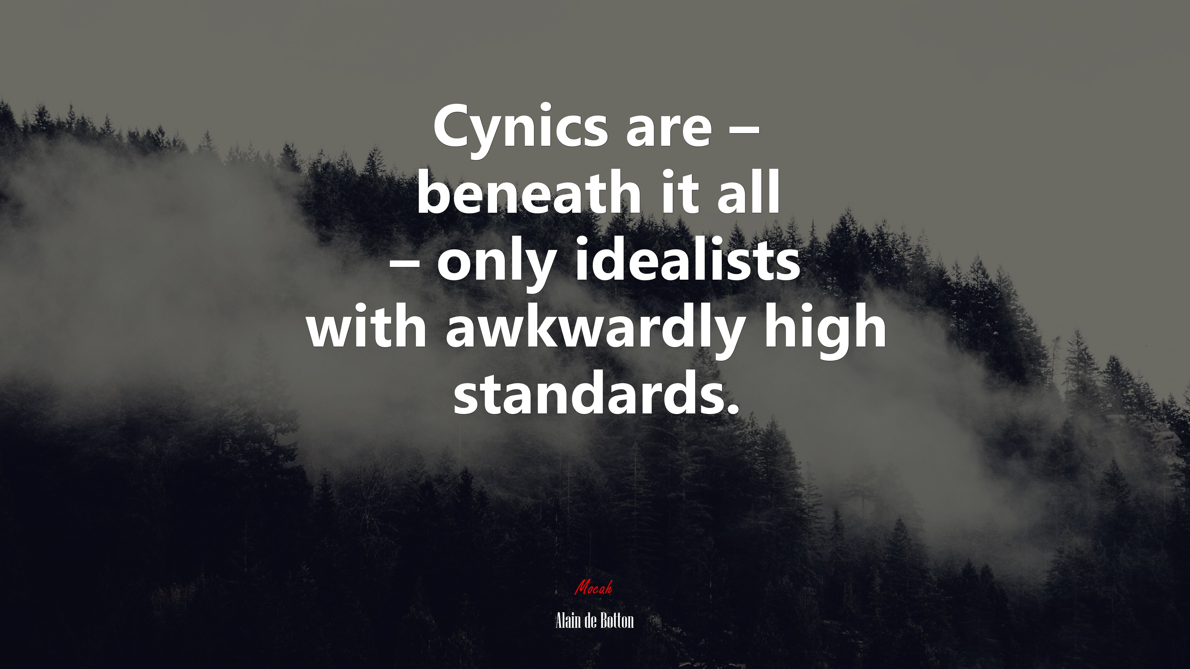 Cynics are – beneath it all – only idealists with awkwardly high standards. | Alain de Botton quote HD Wallpaper
