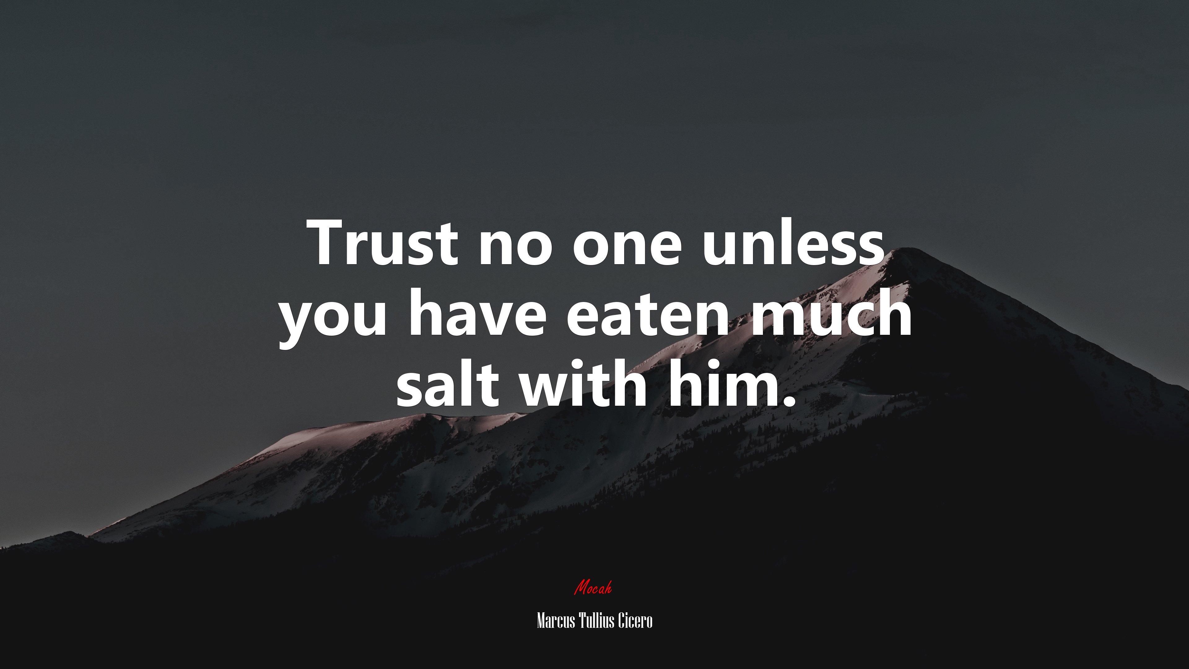 Trust no one unless you have eaten much salt with him. | Marcus Tullius Cicero quote HD Wallpaper