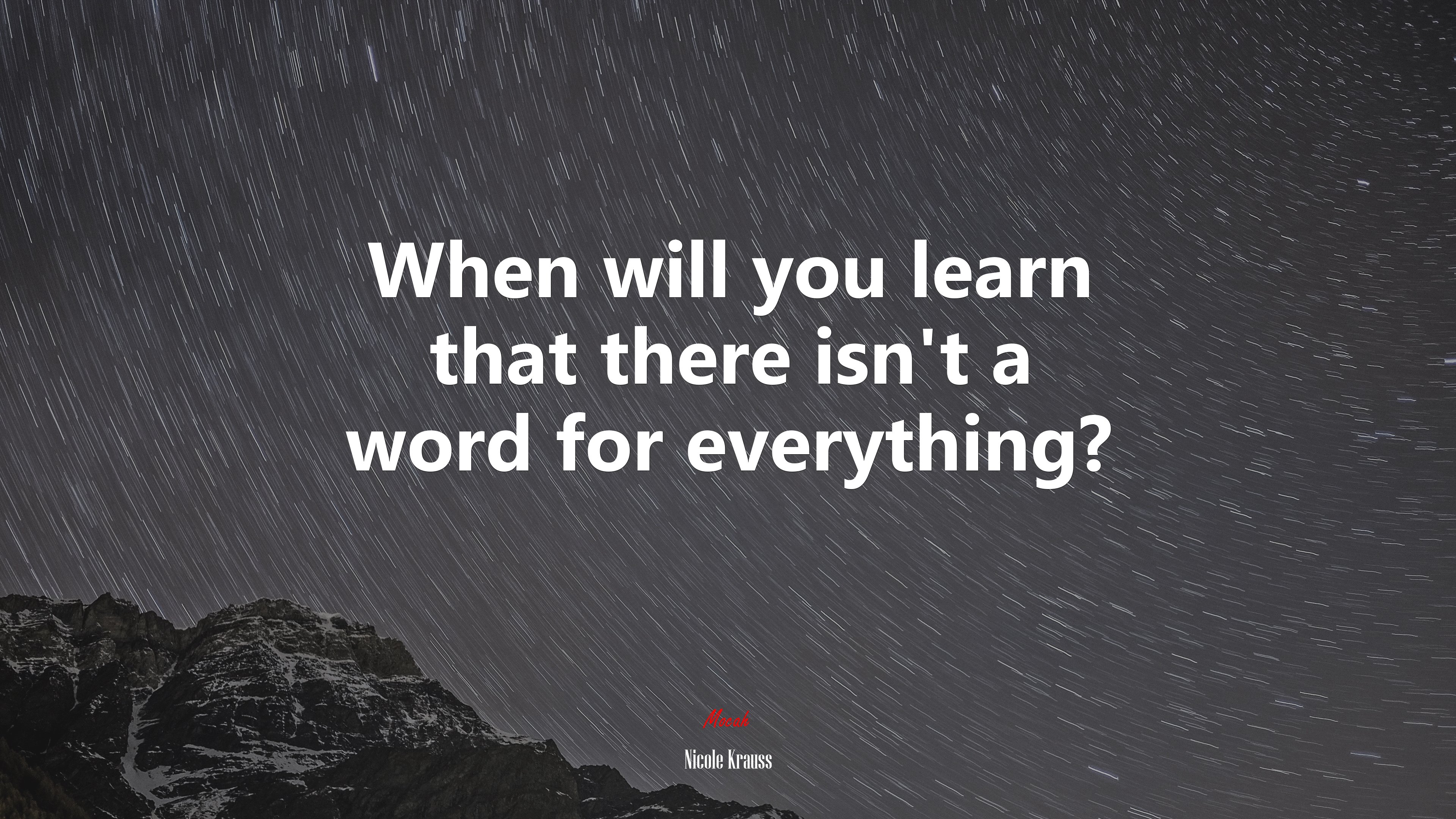 When will you learn that there isn’t a word for everything? | Nicole Krauss quote HD Wallpaper