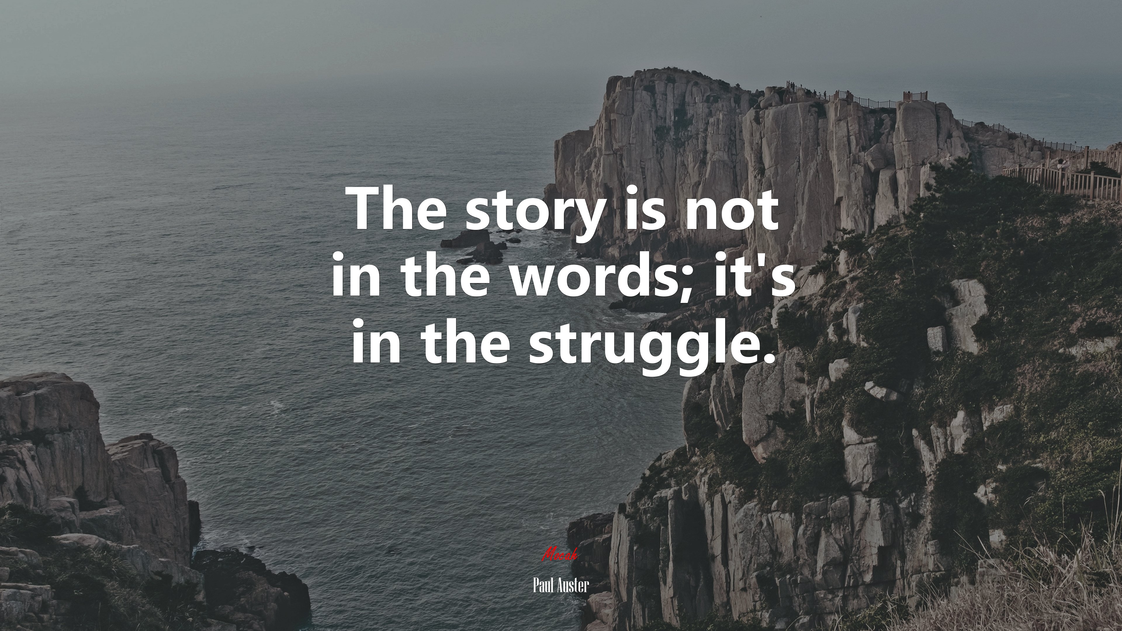 The story is not in the words; it’s in the struggle. | Paul Auster quote HD Wallpaper