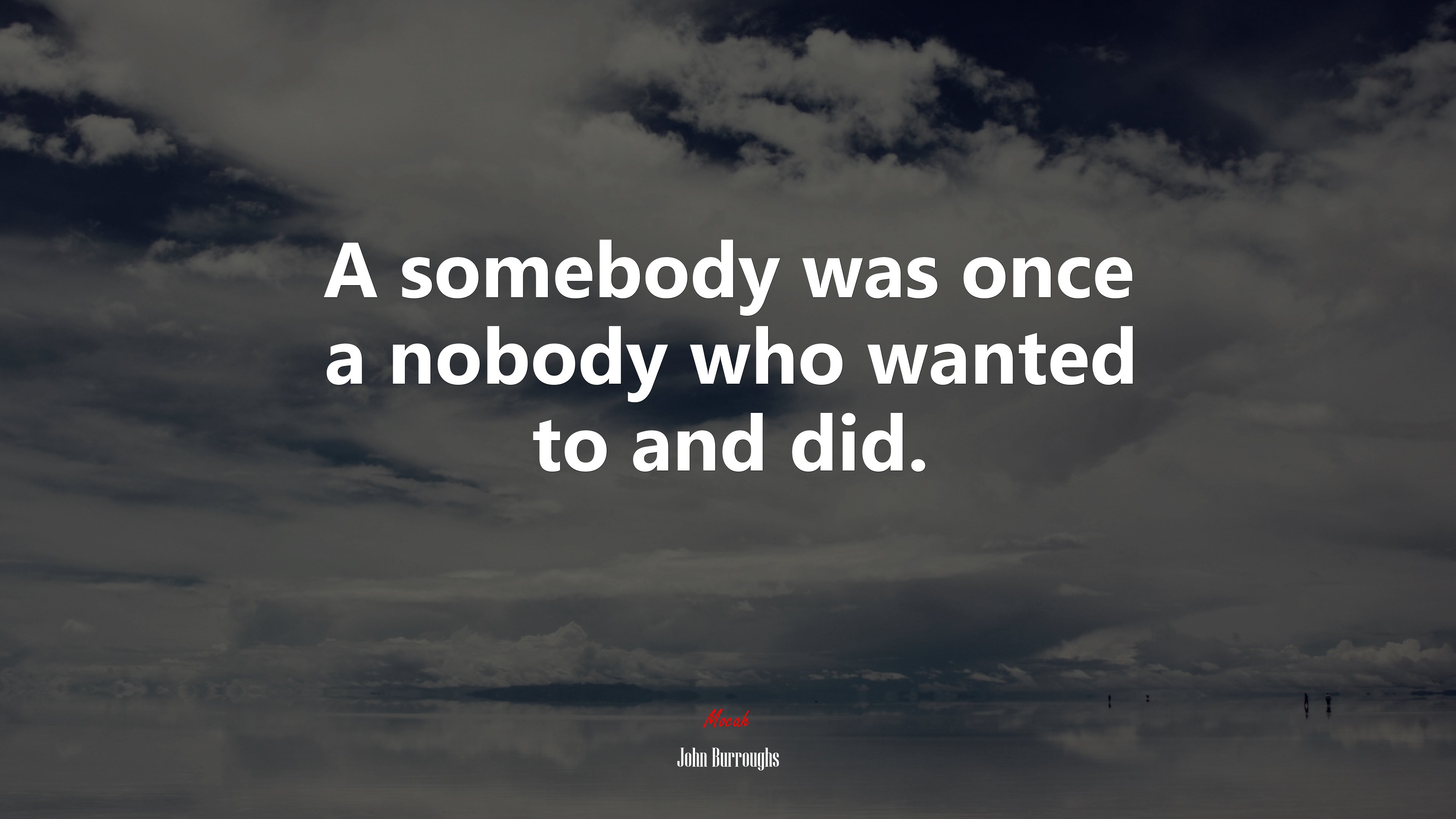 A somebody was once a nobody who wanted to and did. | John Burroughs quote HD Wallpaper