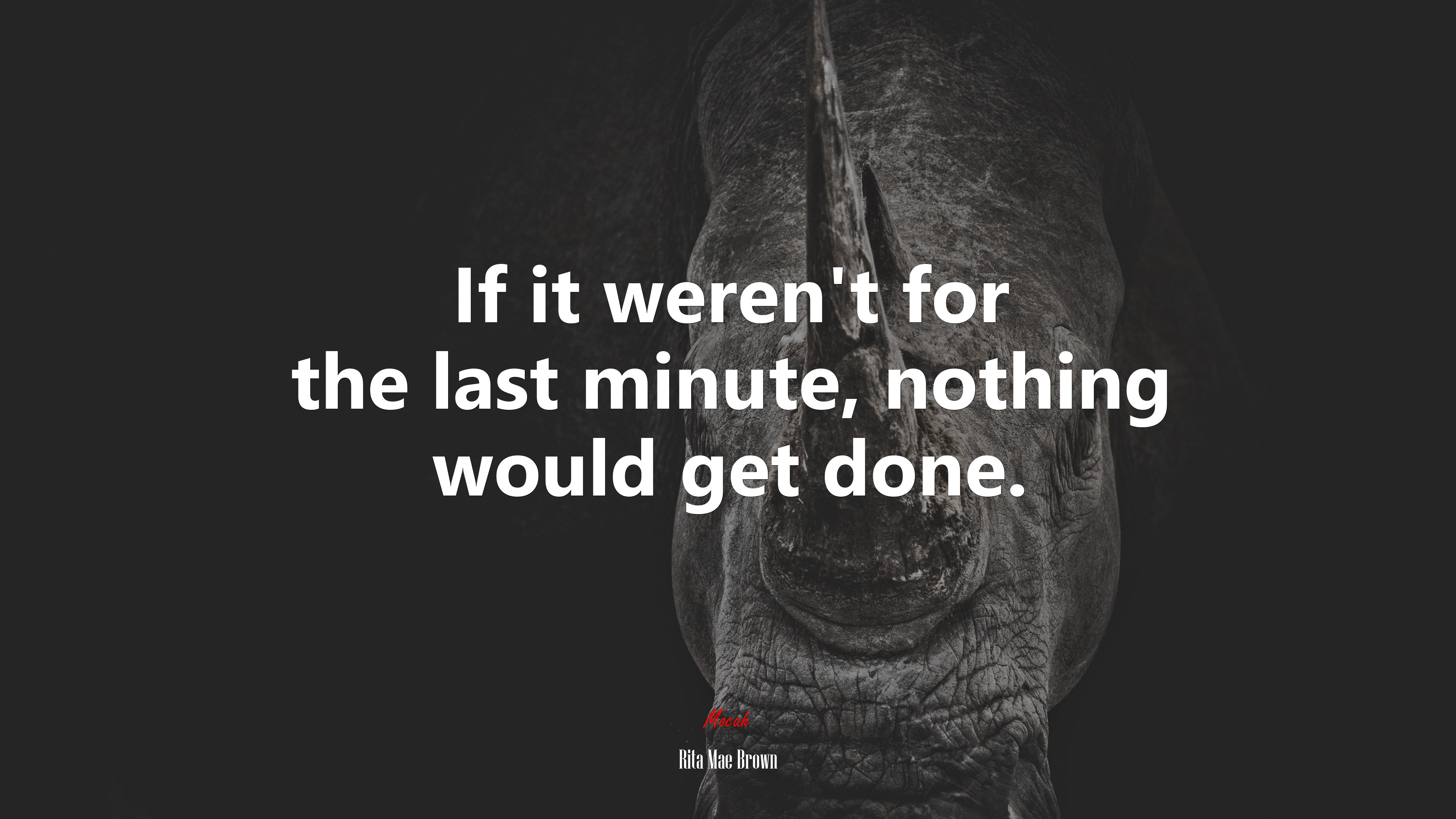 If it weren’t for the last minute, nothing would get done. | Rita Mae Brown quote HD Wallpaper