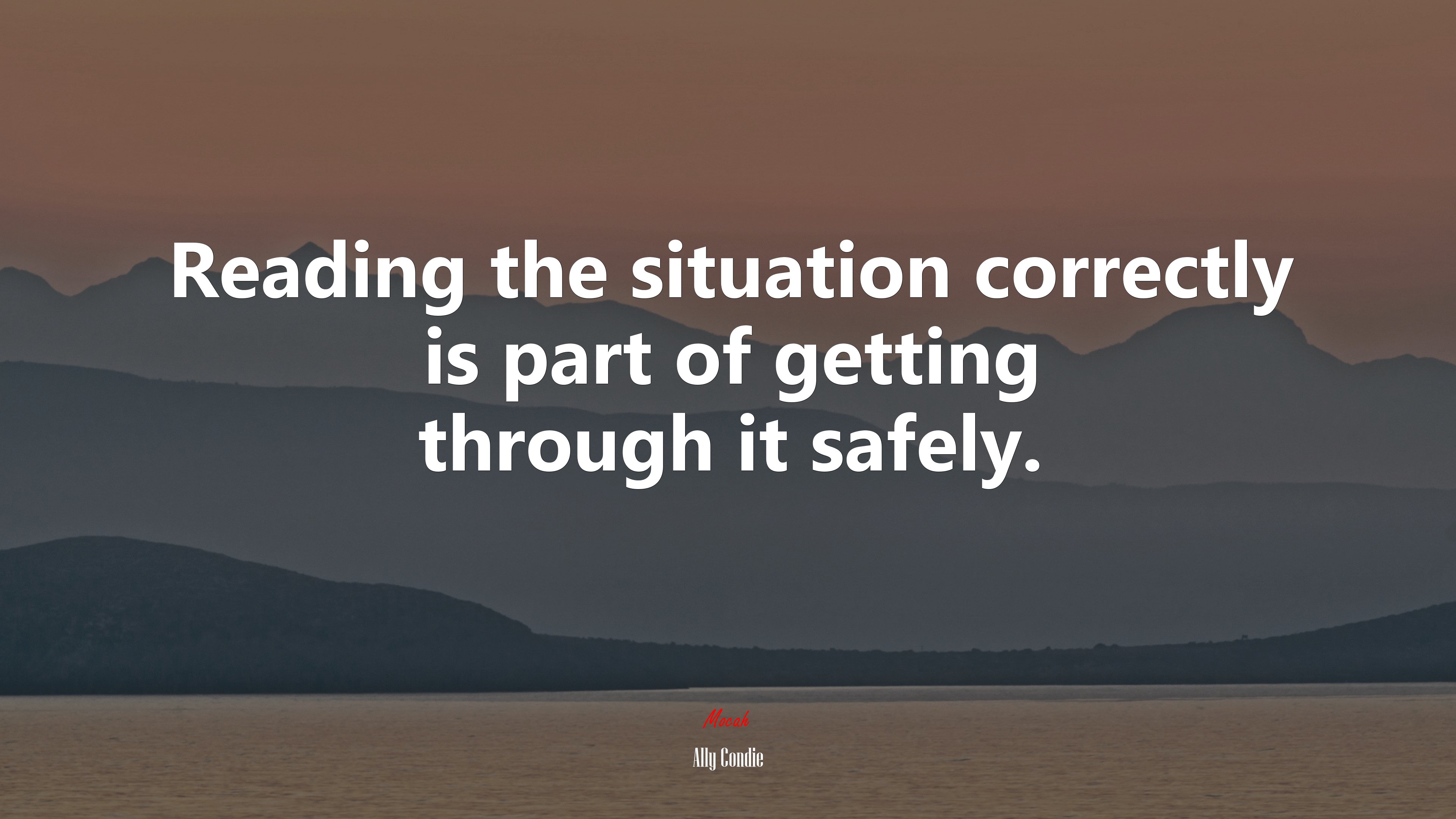 Reading the situation correctly is part of getting through it safely. | Ally Condie quote HD Wallpaper