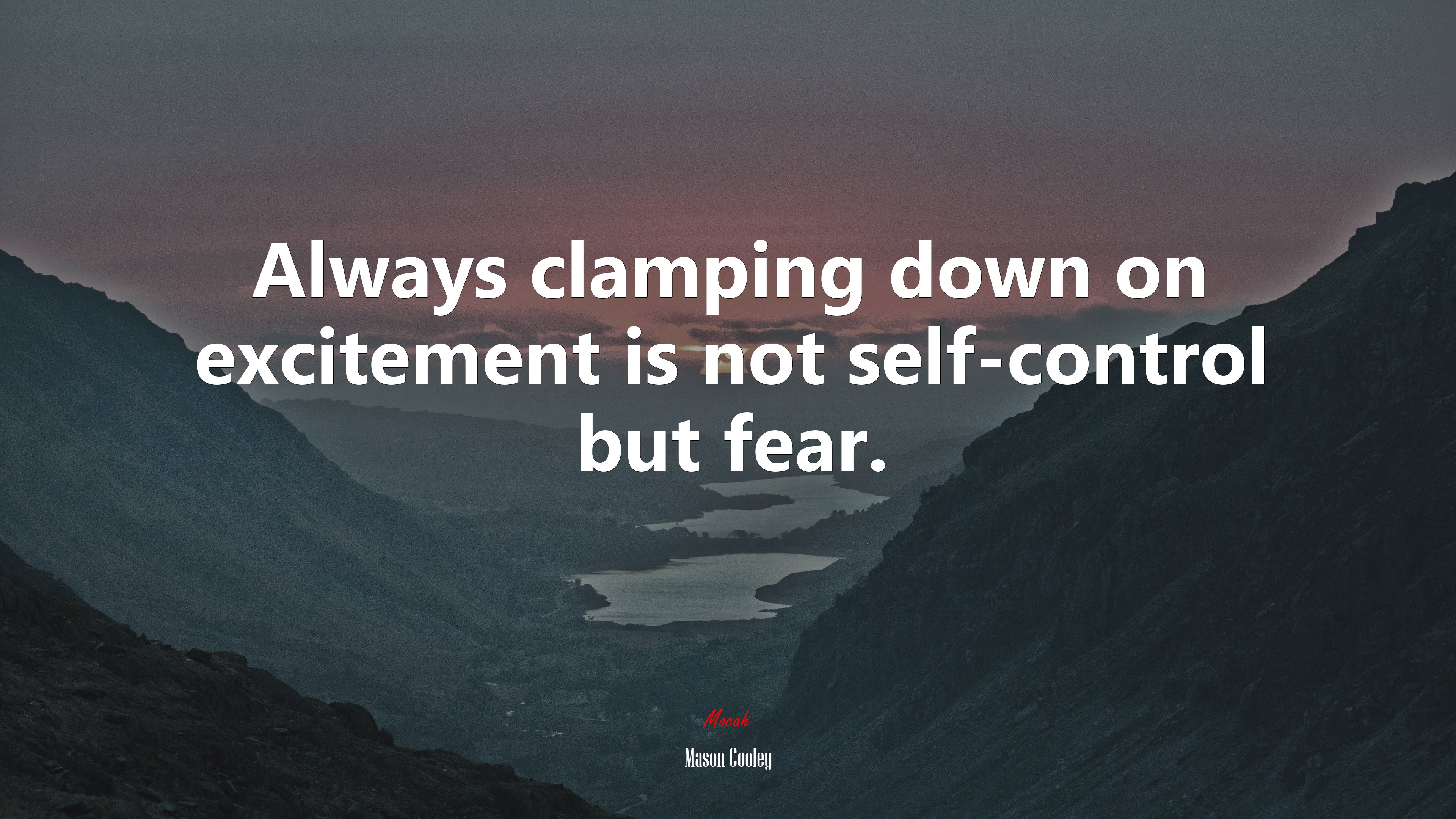 Always clamping down on excitement is not self-control but fear. | Mason Cooley quote HD Wallpaper