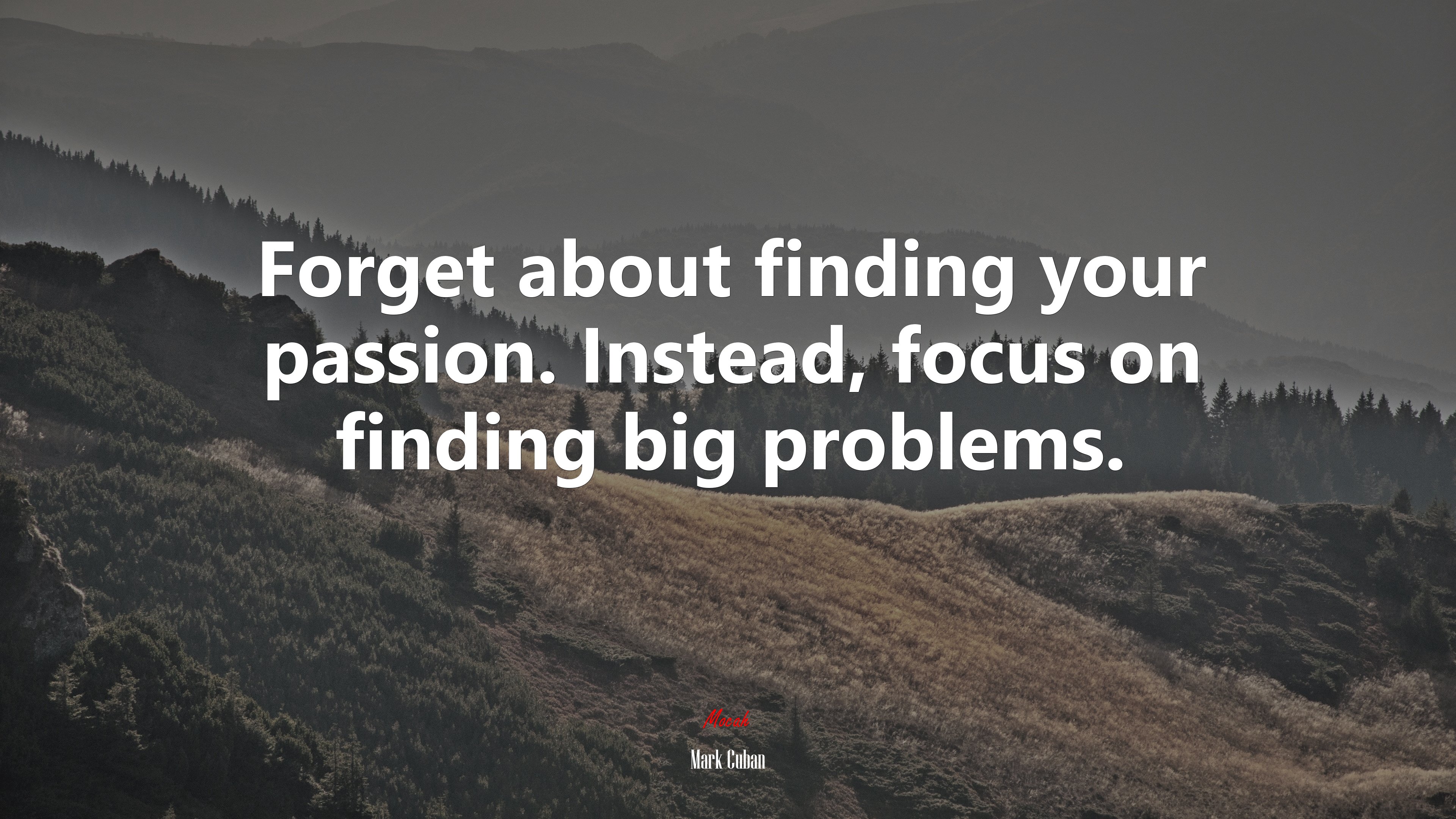 Forget about finding your passion. Instead, focus on finding big problems. | Mark Cuban quote HD Wallpaper