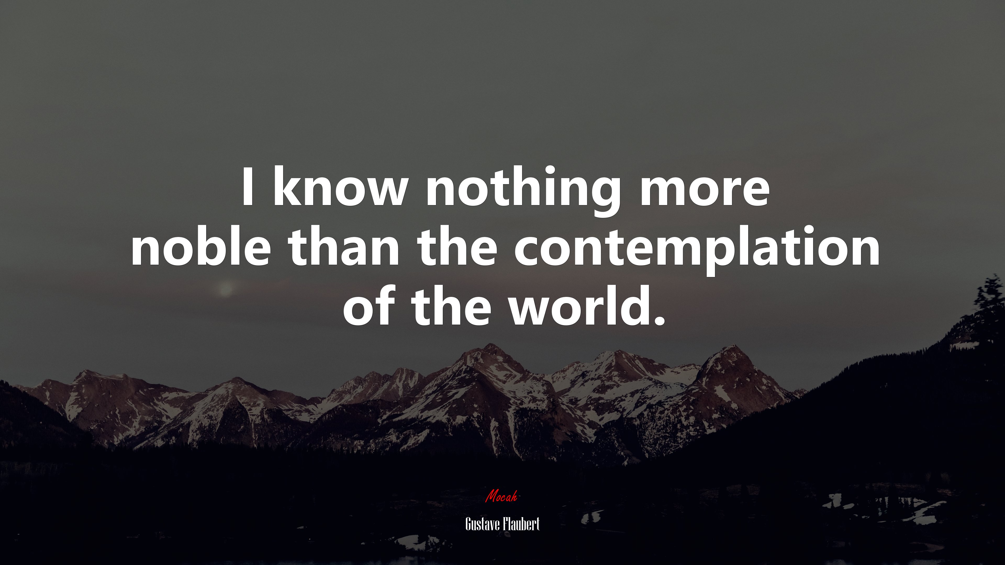 I know nothing more noble than the contemplation of the world. | Gustave Flaubert quote HD Wallpaper