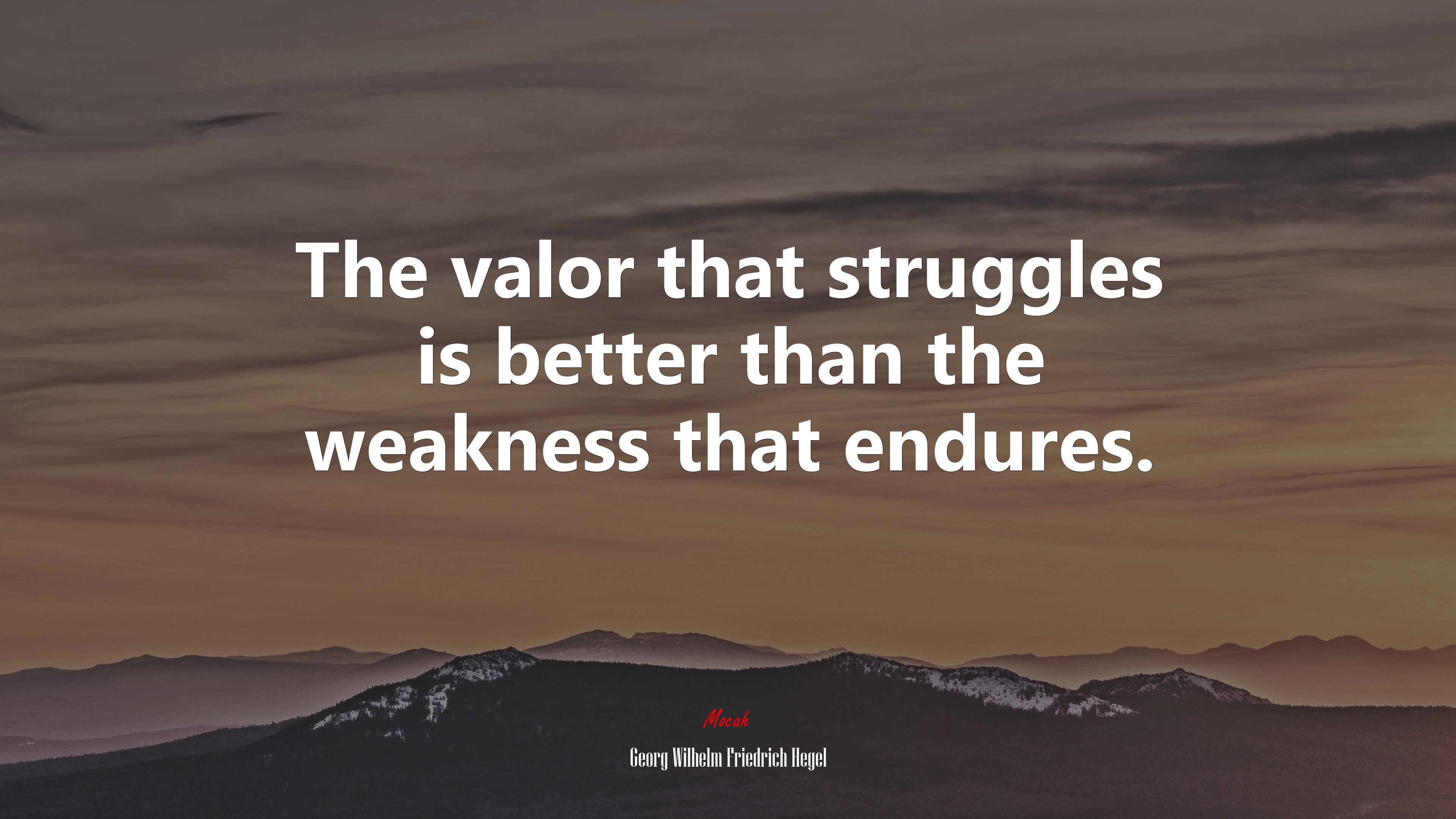 The valor that struggles is better than the weakness that endures. | Georg Wilhelm Friedrich Hegel quote HD Wallpaper