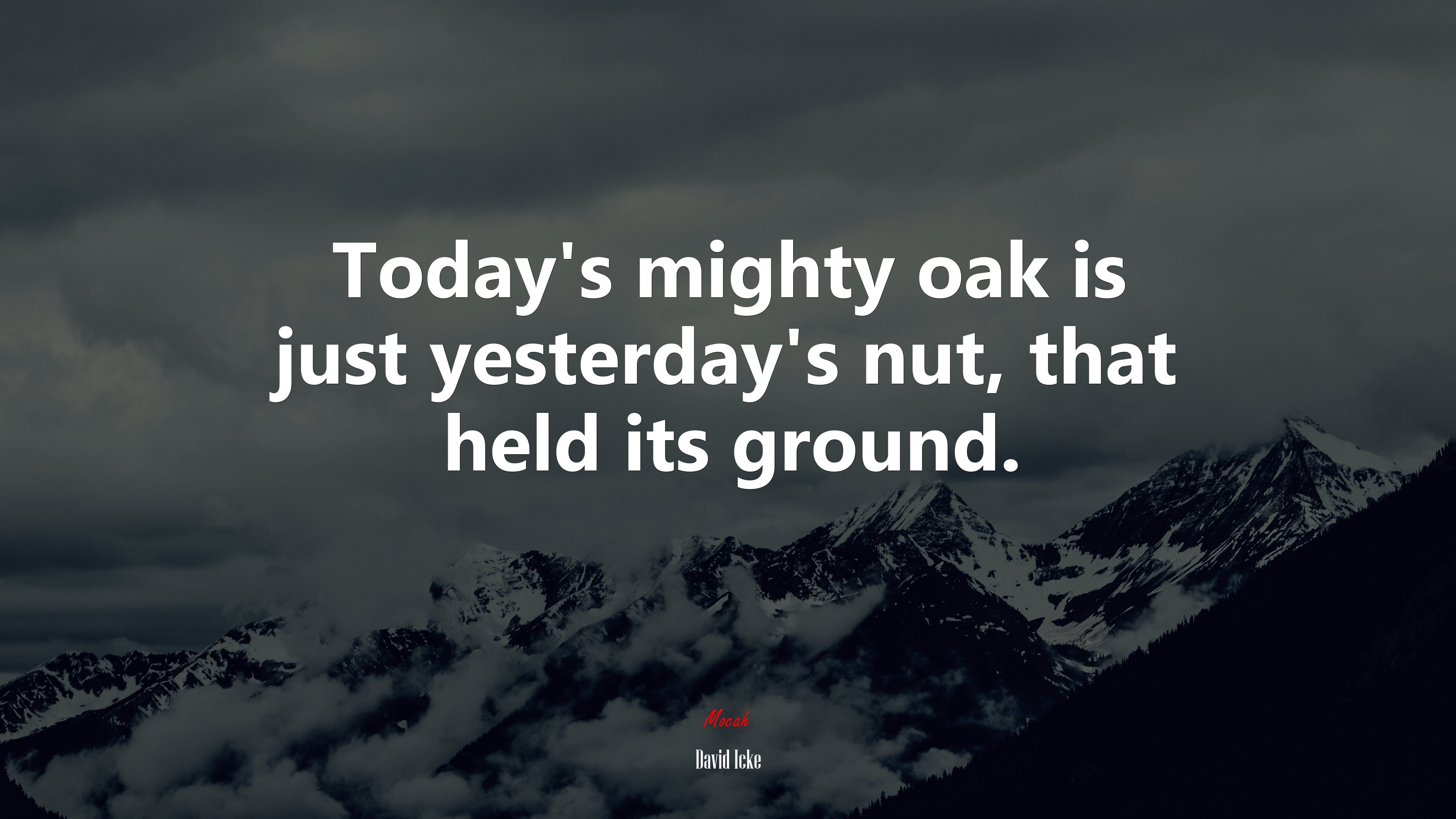 Today’s mighty oak is just yesterday’s nut, that held its ground. | David Icke quote HD Wallpaper