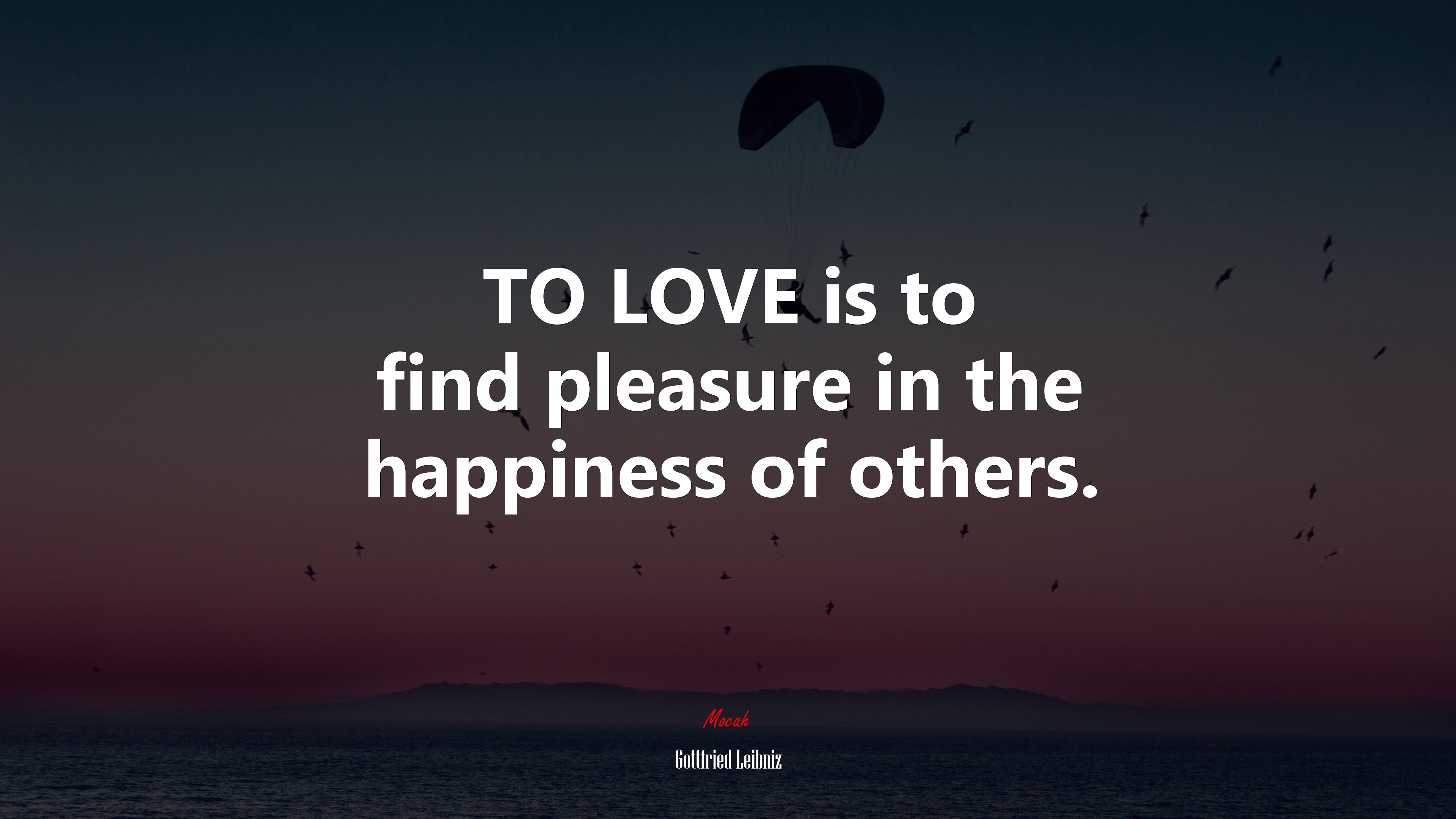 TO LOVE is to find pleasure in the happiness of others. | Gottfried Leibniz quote HD Wallpaper
