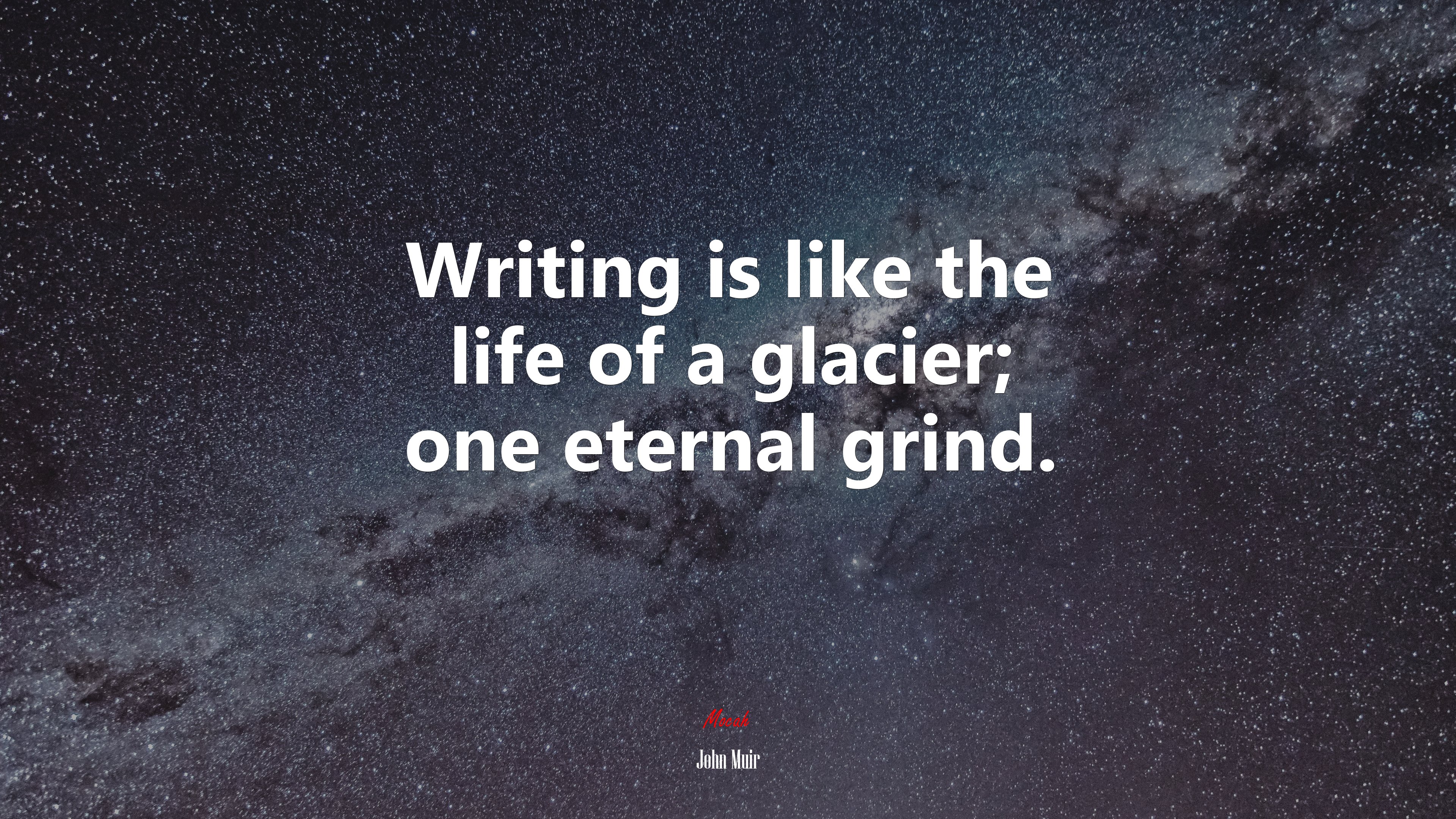Writing is like the life of a glacier; one eternal grind. | John Muir quote HD Wallpaper