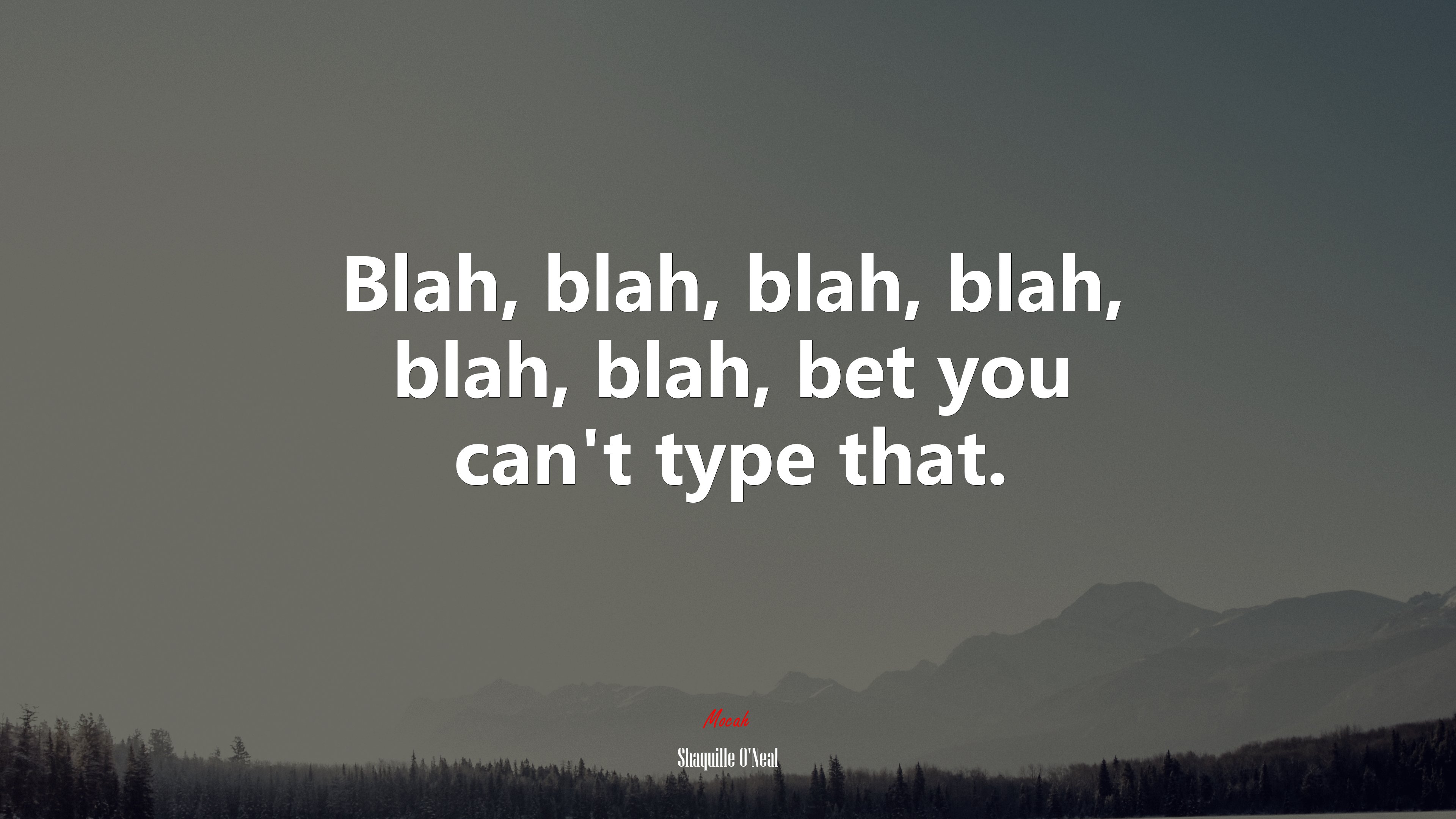 Blah, blah, blah, blah, blah, blah, bet you can’t type that. | Shaquille ONeal quote HD Wallpaper