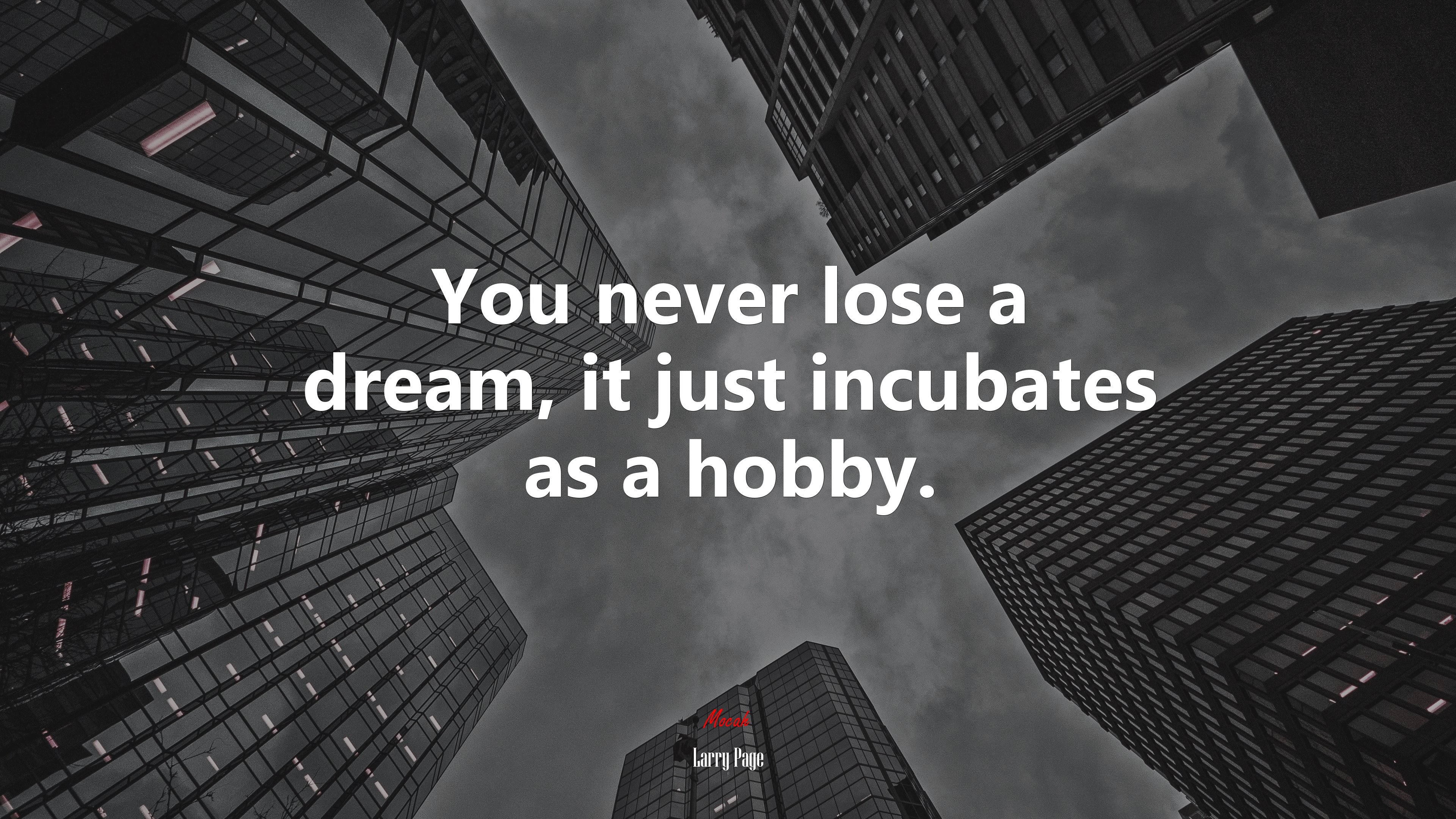 You never lose a dream, it just incubates as a hobby. | Larry Page quote HD Wallpaper