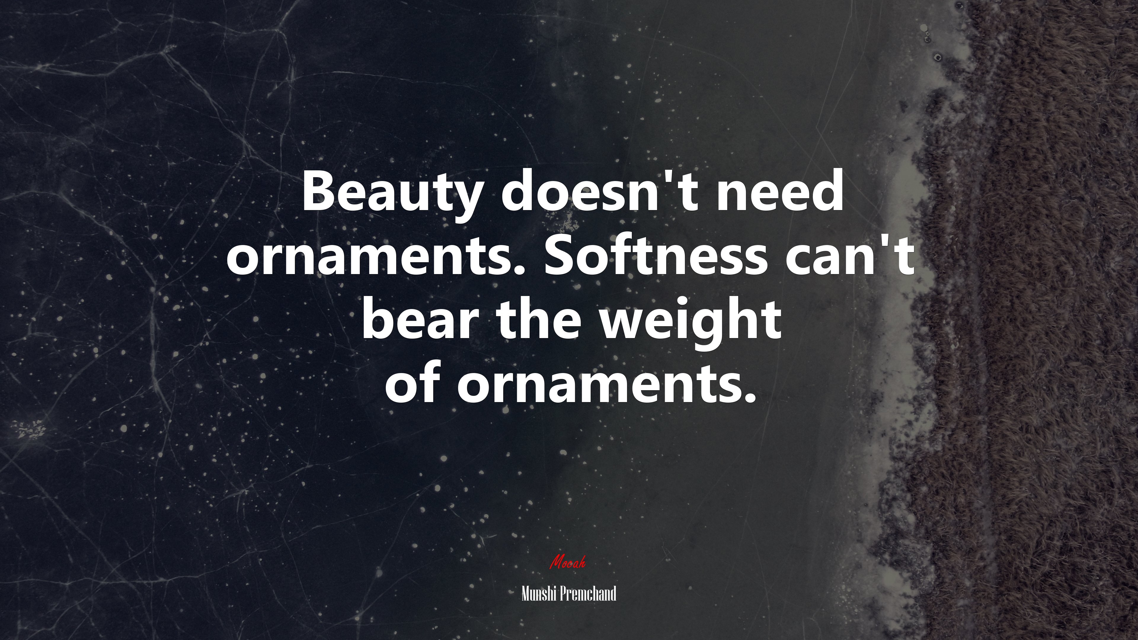 Beauty doesn’t need ornaments. Softness can’t bear the weight of ornaments. | Munshi Premchand quote HD Wallpaper