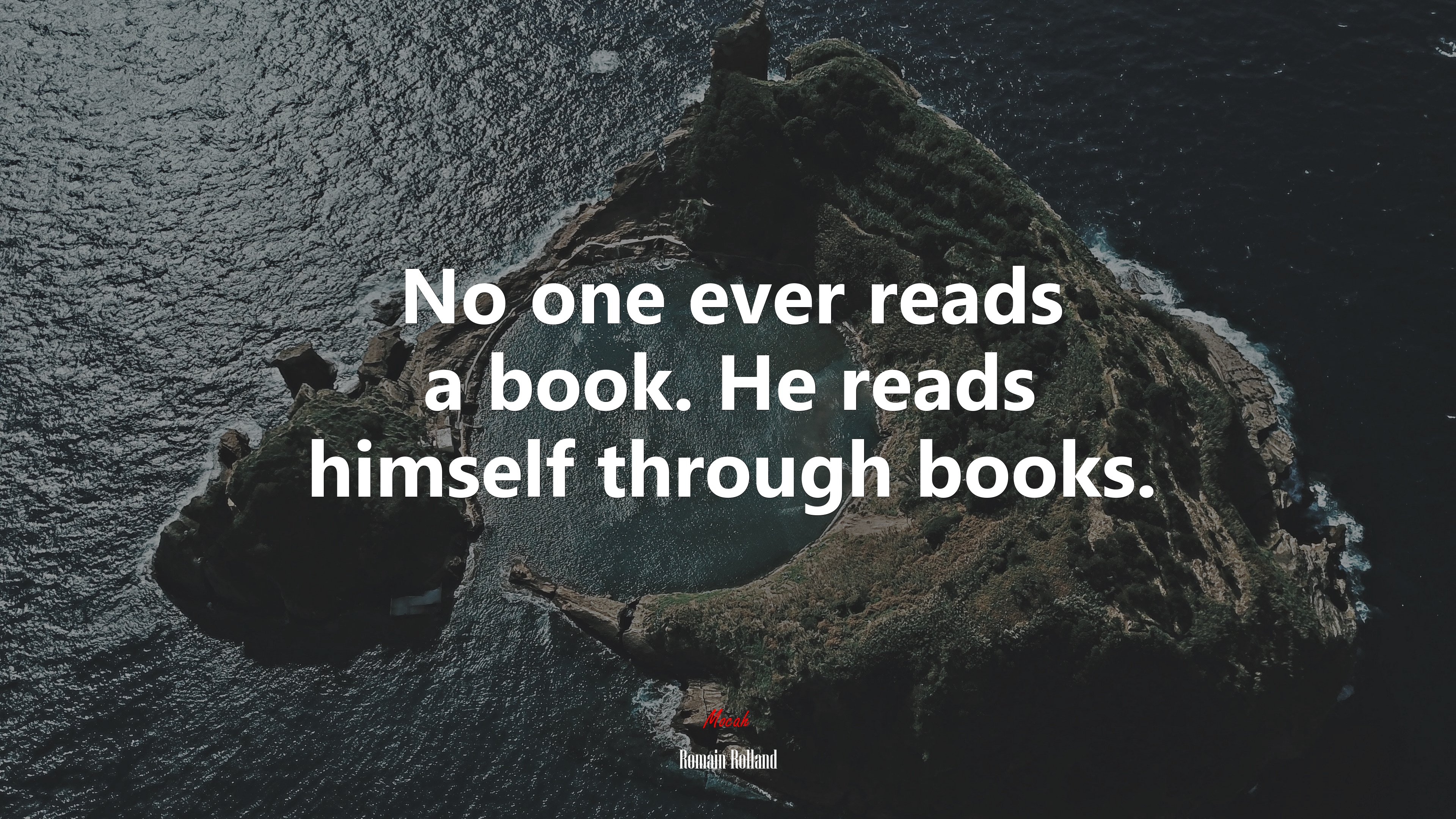 No one ever reads a book. He reads himself through books. | Romain Rolland quote HD Wallpaper