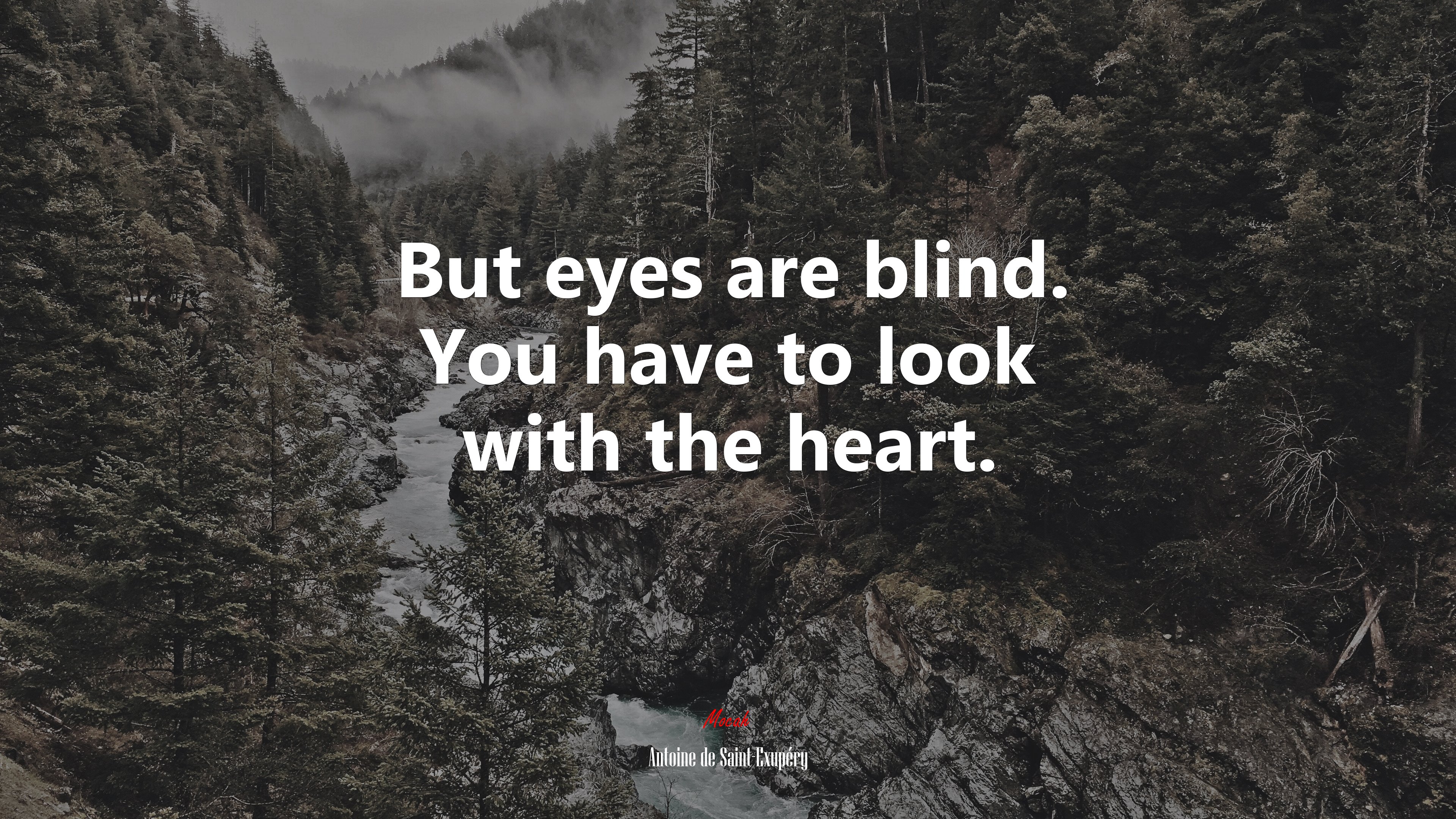 But eyes are blind. You have to look with the heart. | Antoine de Saint-Exupéry quote HD Wallpaper