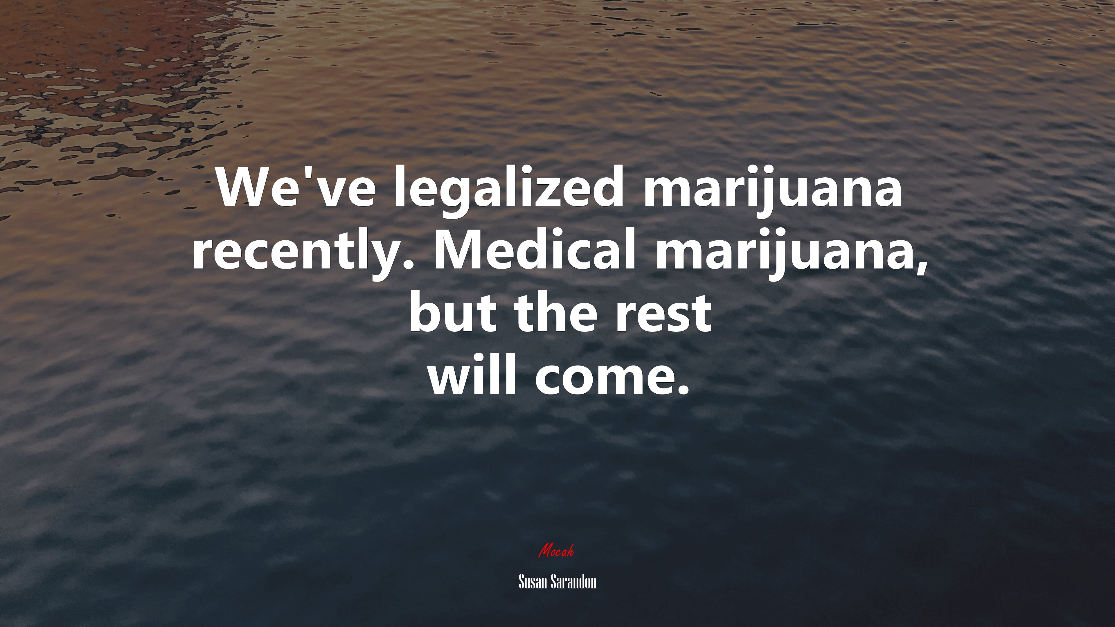 We’ve legalized marijuana recently. Medical marijuana, but the rest will come. | Susan Sarandon quote HD Wallpaper