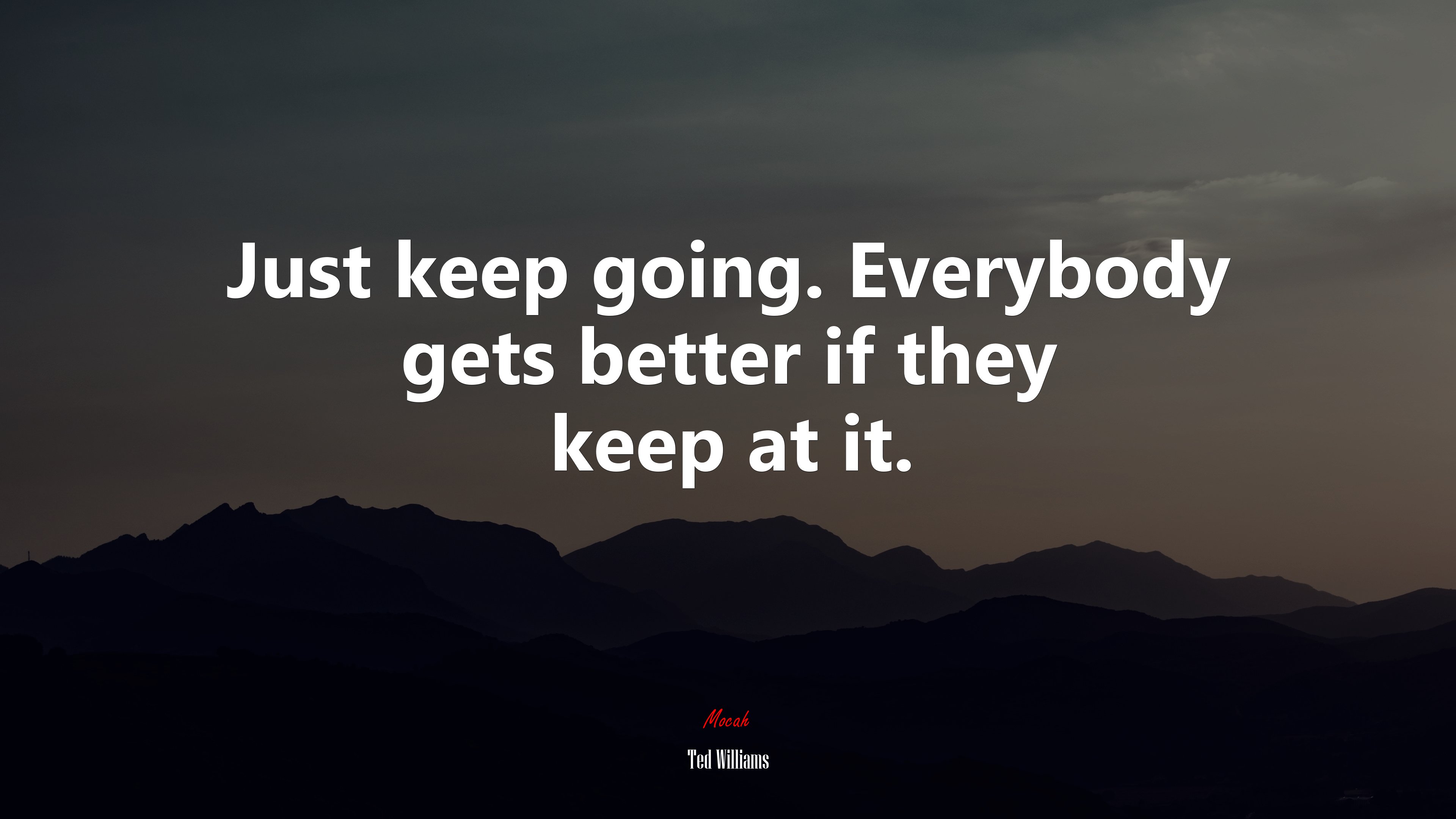 Just keep going. Everybody gets better if they keep at it. | Ted Williams quote HD Wallpaper