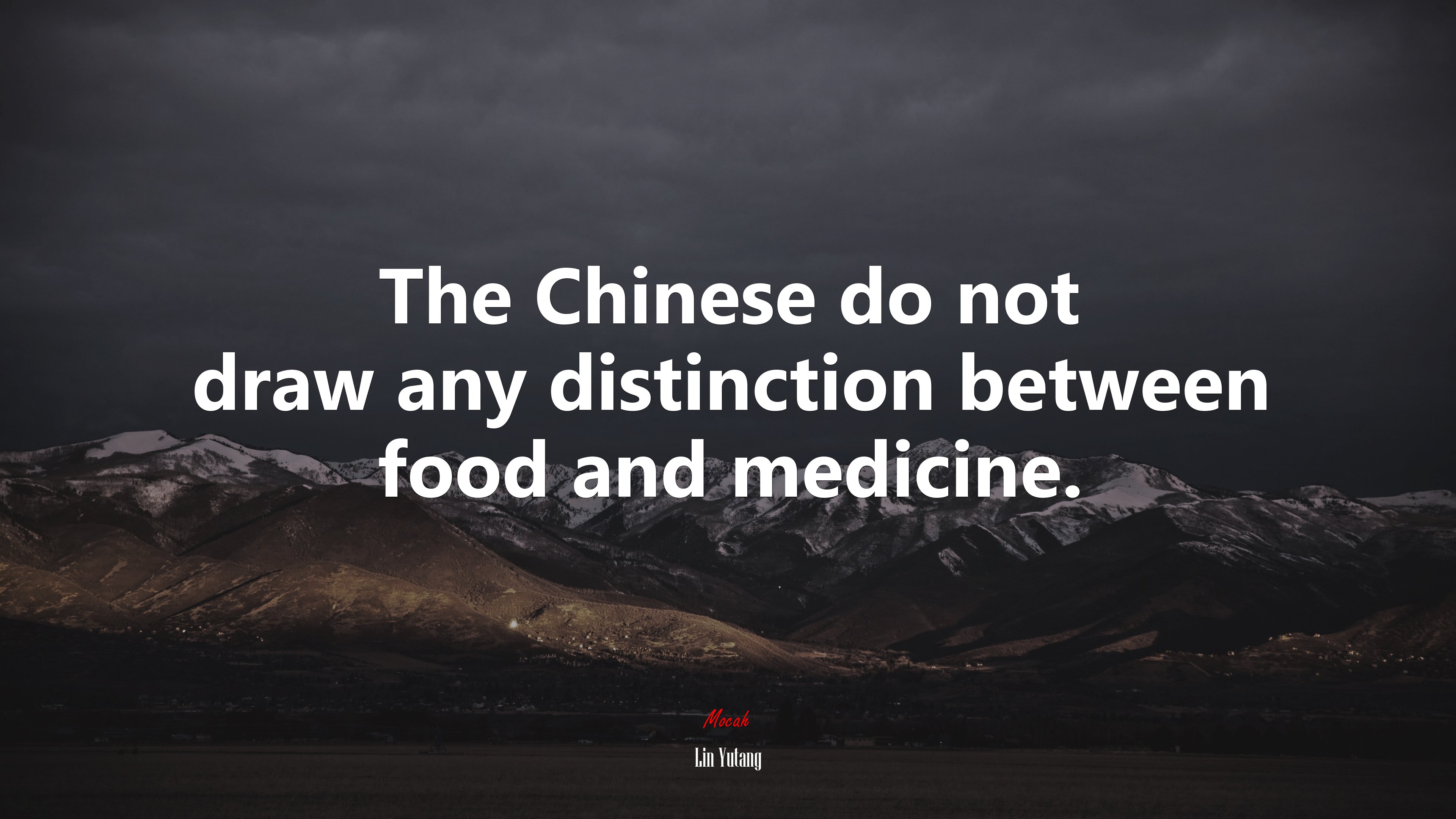 The Chinese do not draw any distinction between food and medicine. | Lin Yutang quote HD Wallpaper