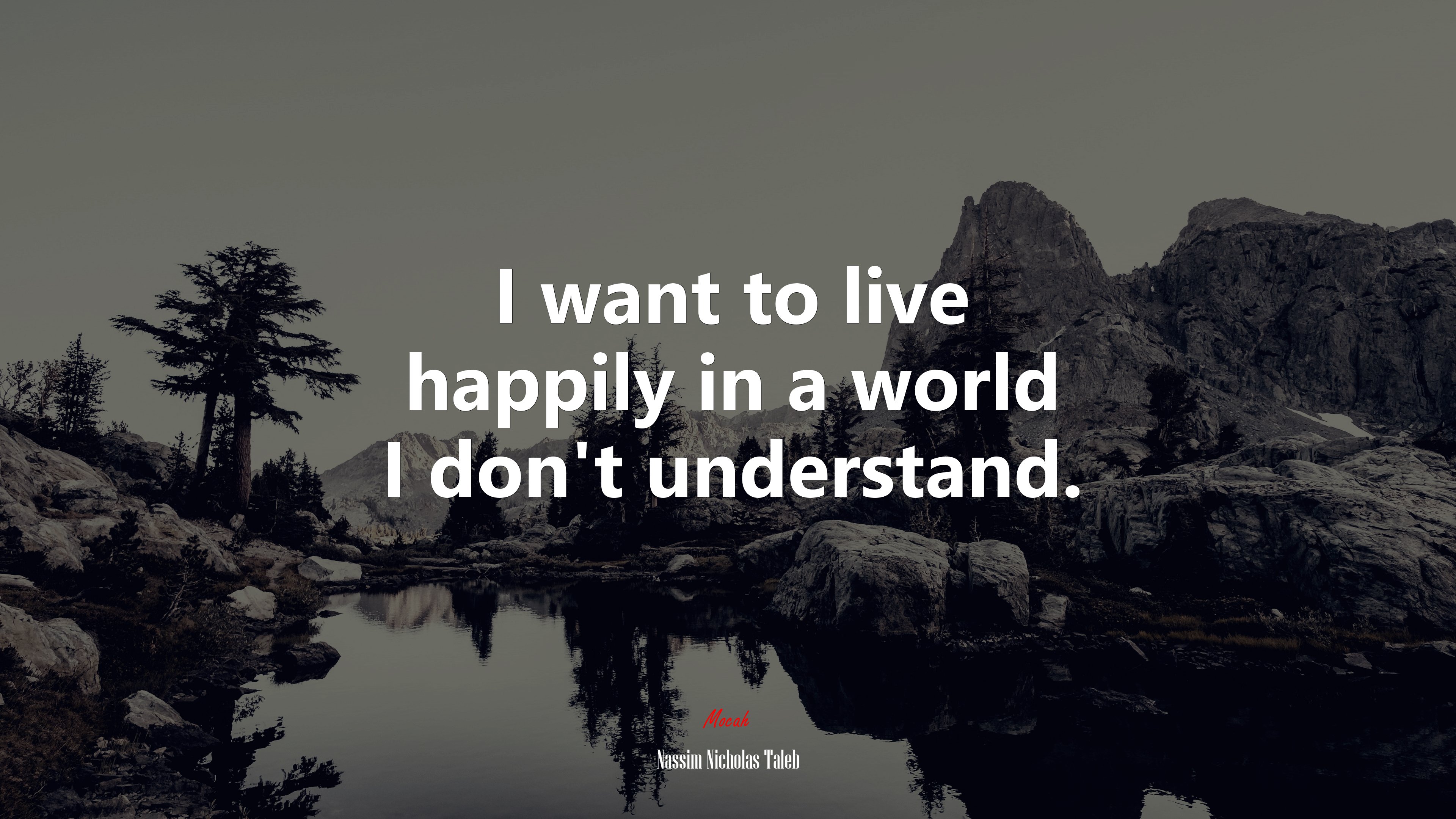 I want to live happily in a world I don’t understand. | Nassim Nicholas Taleb quote HD Wallpaper
