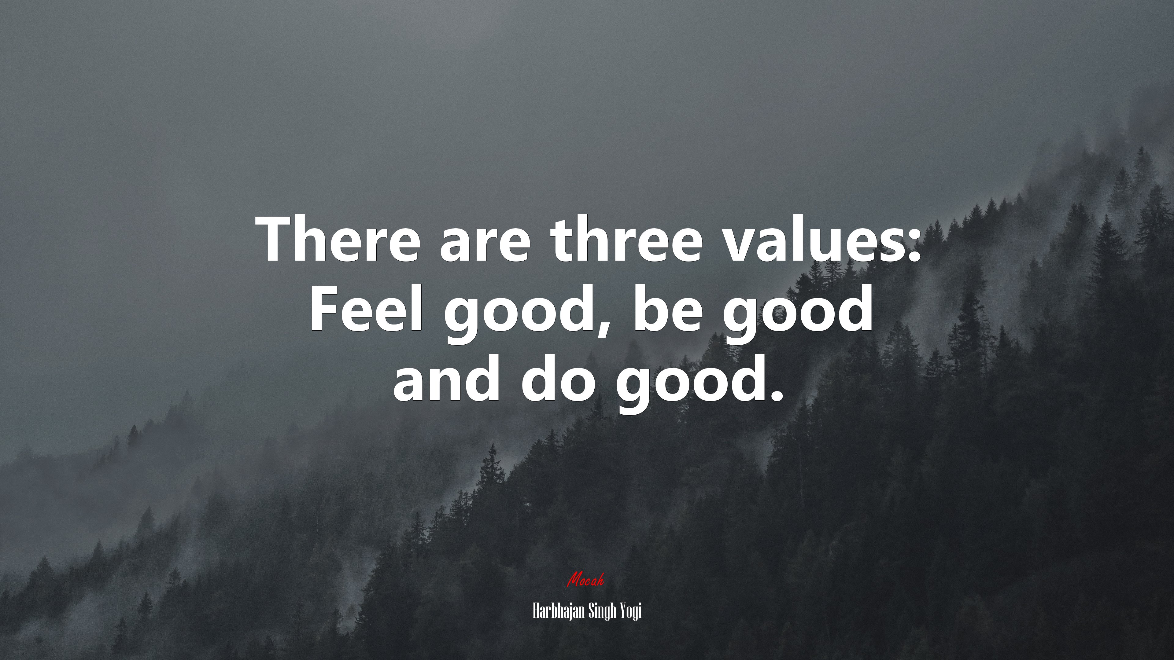 There are three values: Feel good, be good and do good. | Harbhajan Singh Yogi quote HD Wallpaper