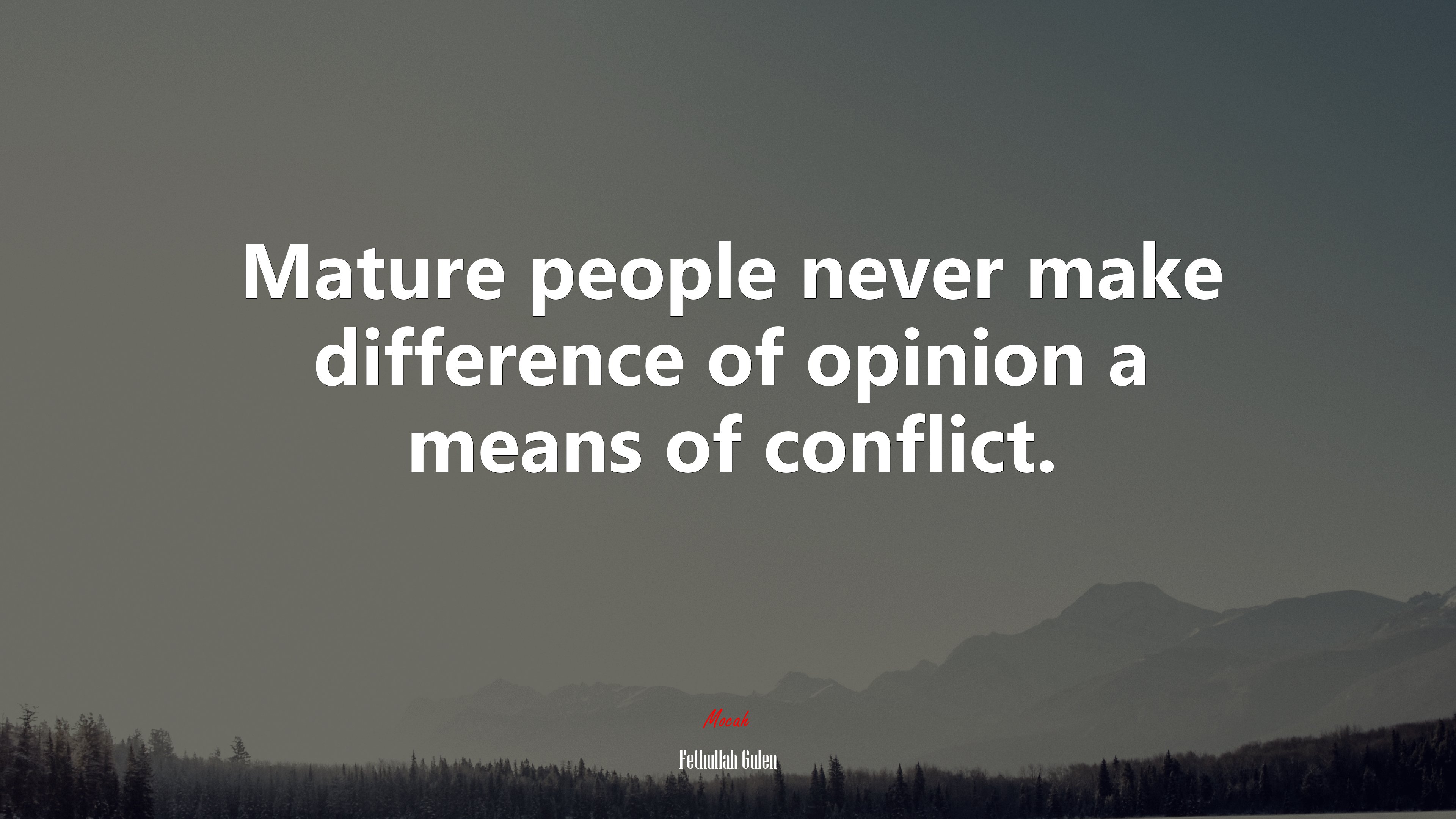 Mature people never make difference of opinion a means of conflict. | Fethullah Gulen quote HD Wallpaper