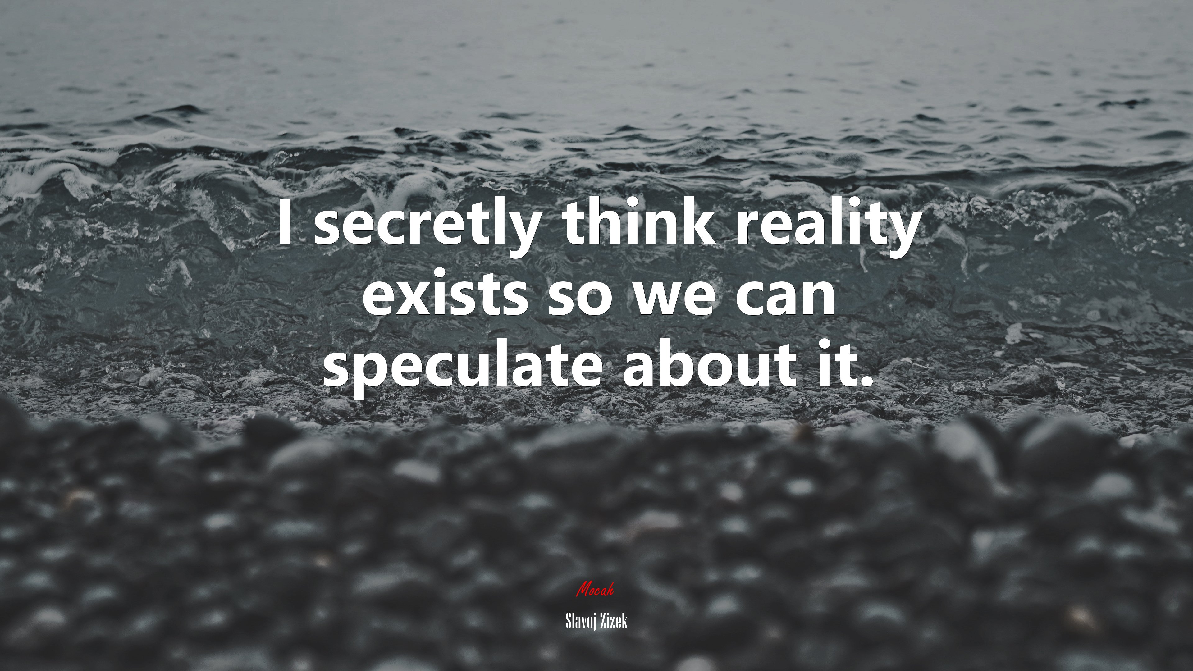 I secretly think reality exists so we can speculate about it. | Slavoj Žižek quote HD Wallpaper