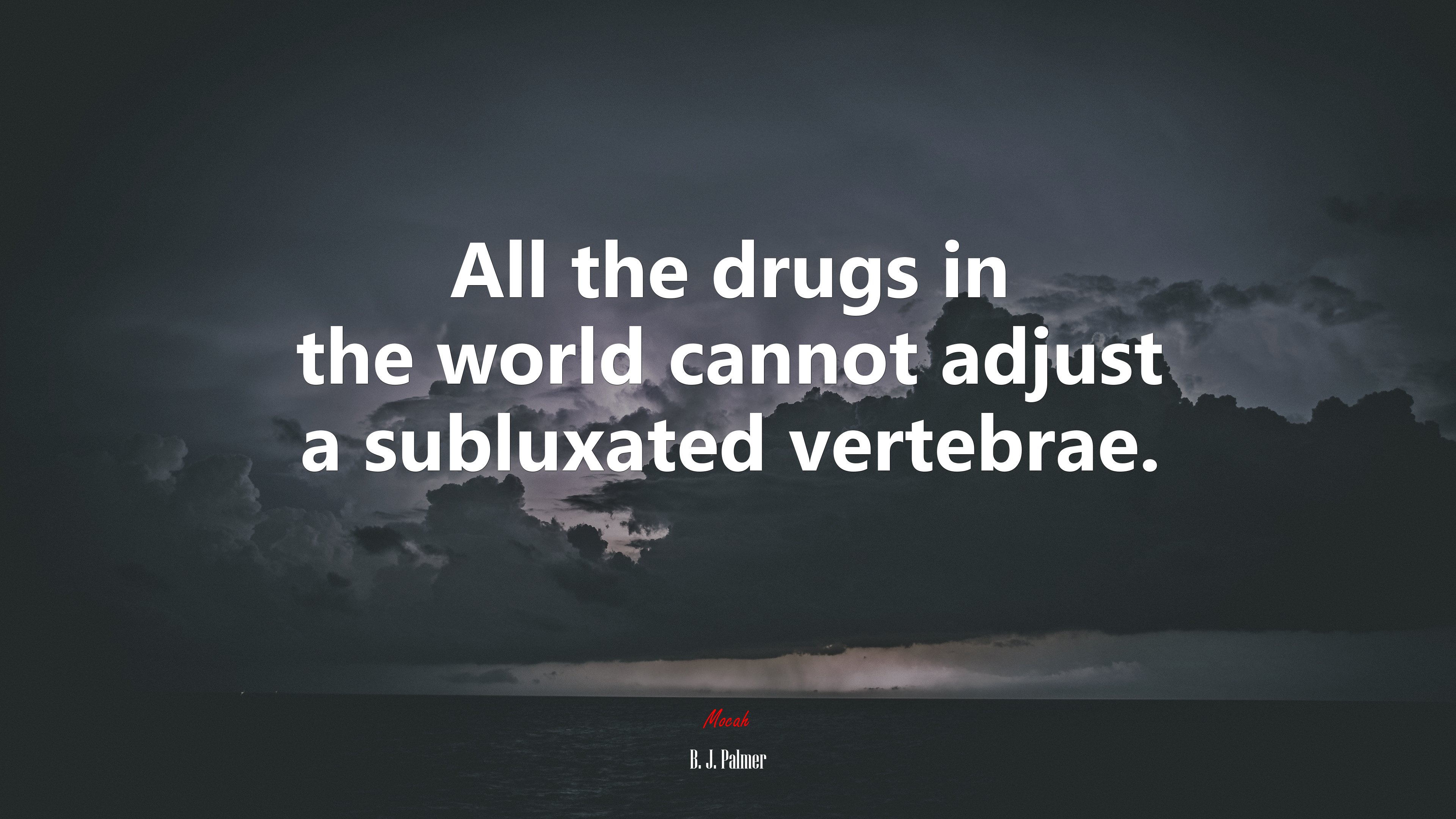 All the drugs in the world cannot adjust a subluxated vertebrae. | B. J. Palmer quote HD Wallpaper